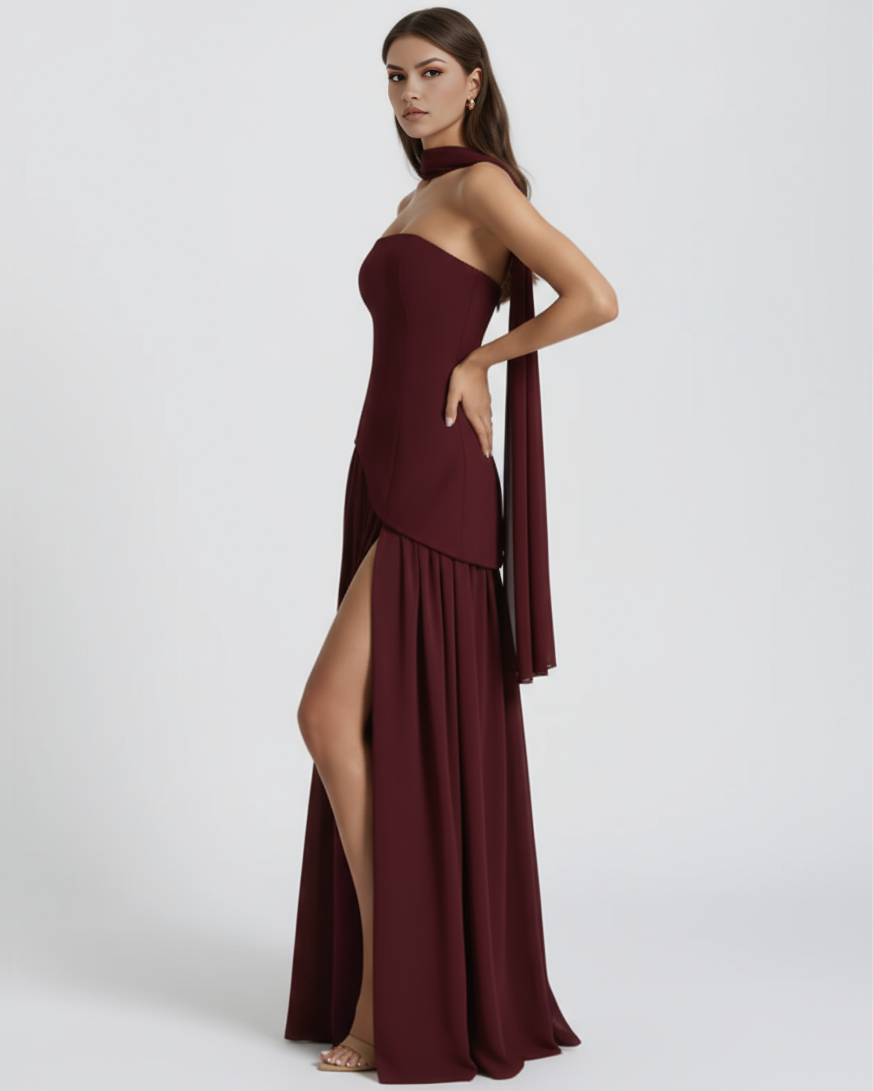 Deau Maxikleid Weinrot – Core Gown Length Dress | FormaLuxe