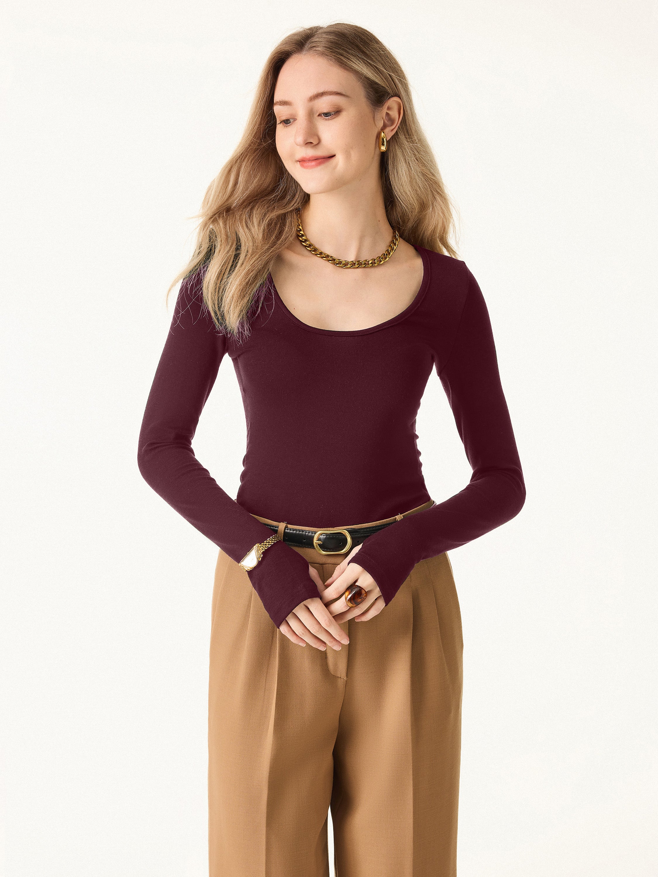 Essential Lyocell Cashmere Multi-Wear Long Sleeve Top with Thumbholes Black – Women > Tops > Shirts&Tops | FormaLuxe