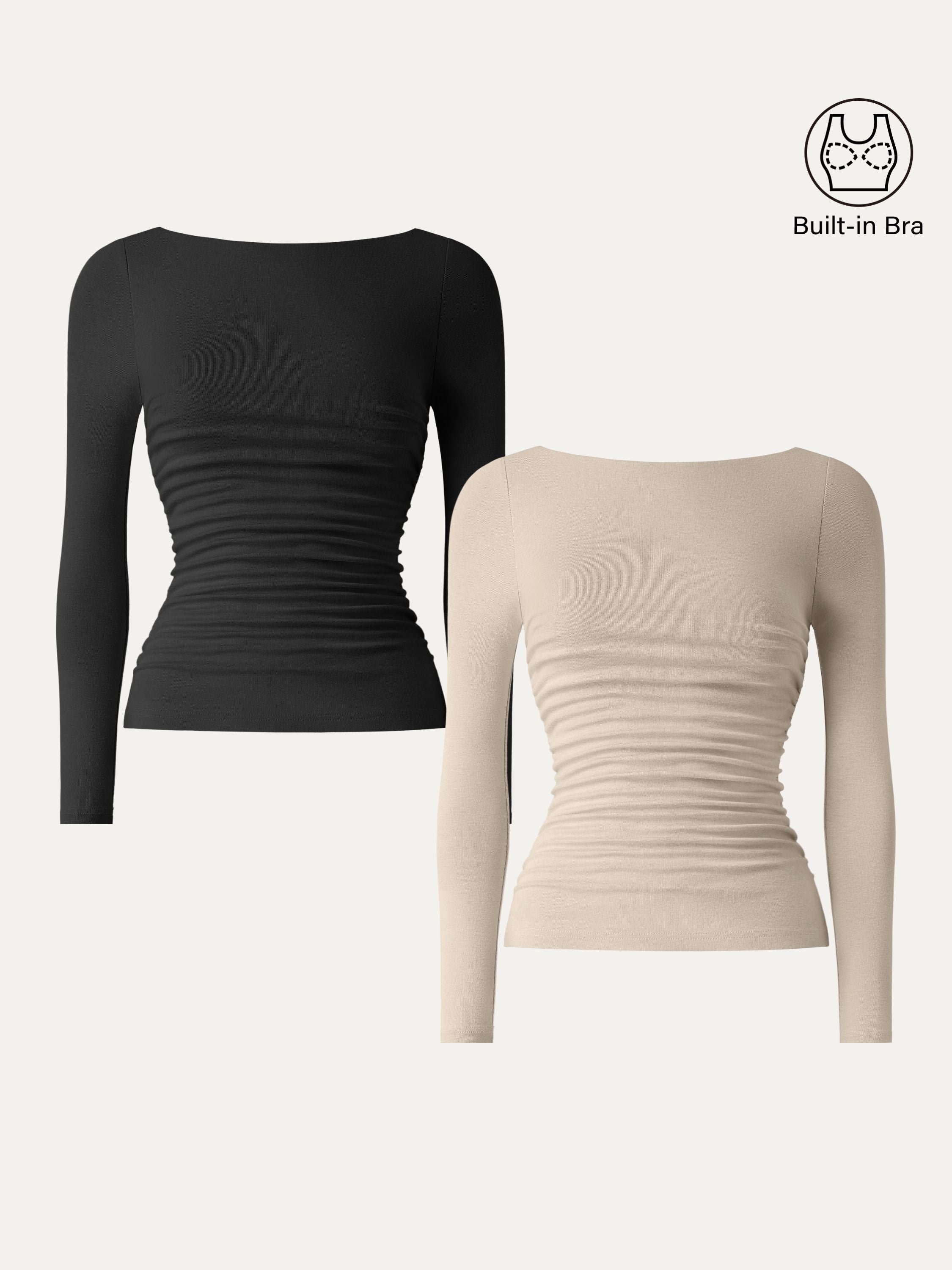 Light Warm Boatneck Ruched Brami Top Cloud White – Women > Tops > Bra Tops | FormaLuxe