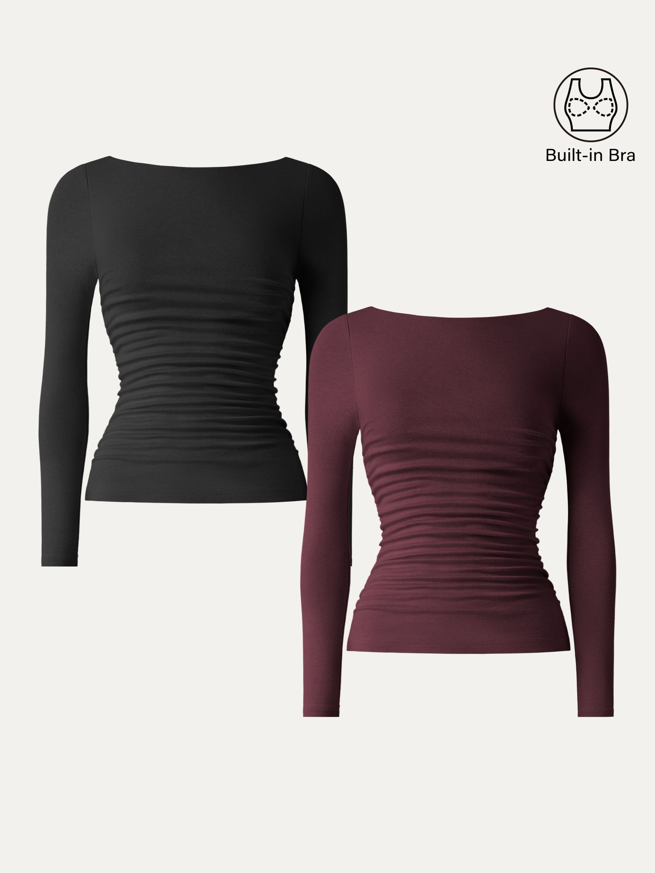 Light Warm Boatneck Ruched Brami Top Cloud White – Women > Tops > Bra Tops | FormaLuxe