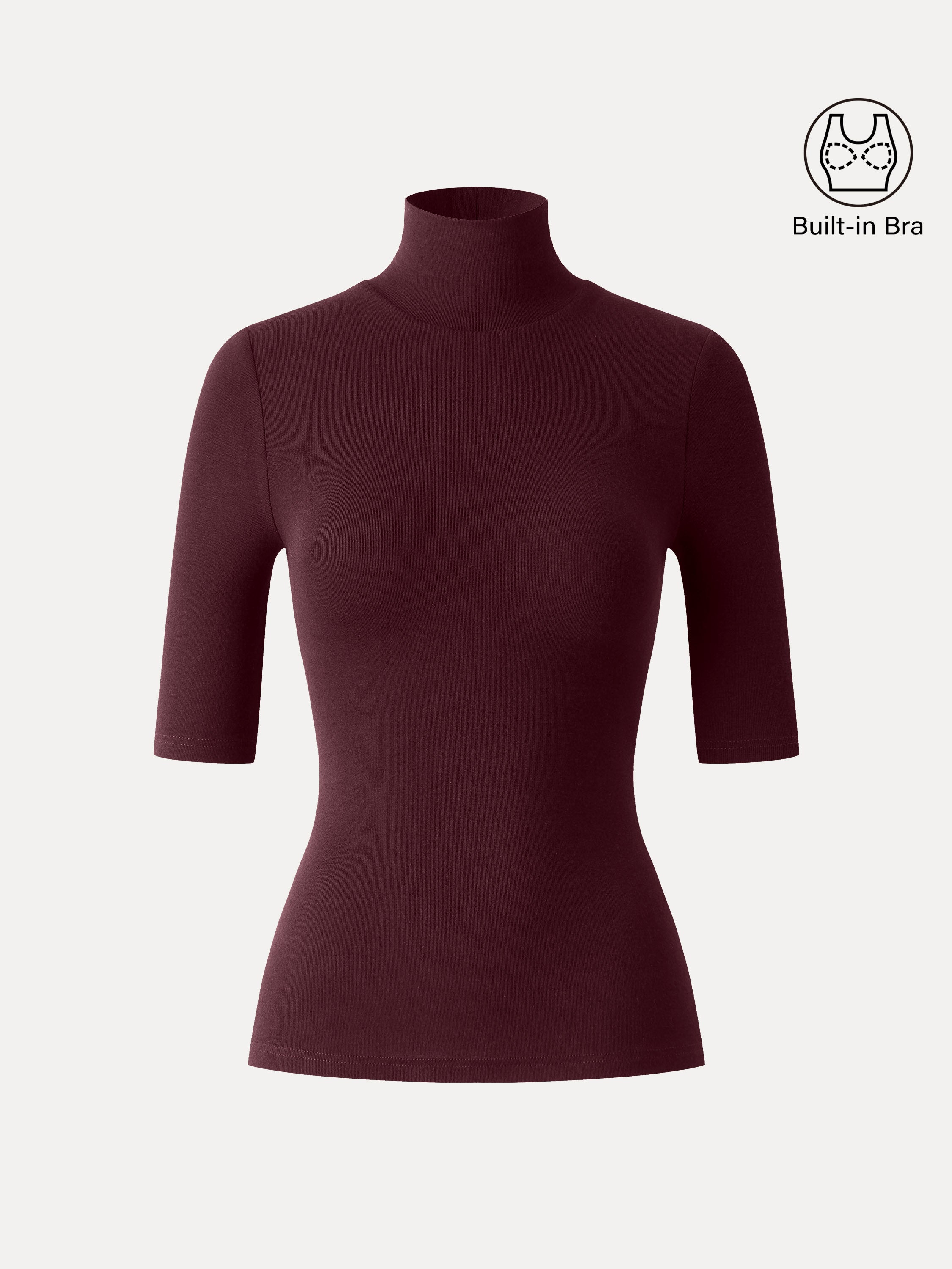 Essential Turtleneck Elbow Length Sleeve Brami Midnight Navy – Women > Tops > Bra Tops | FormaLuxe