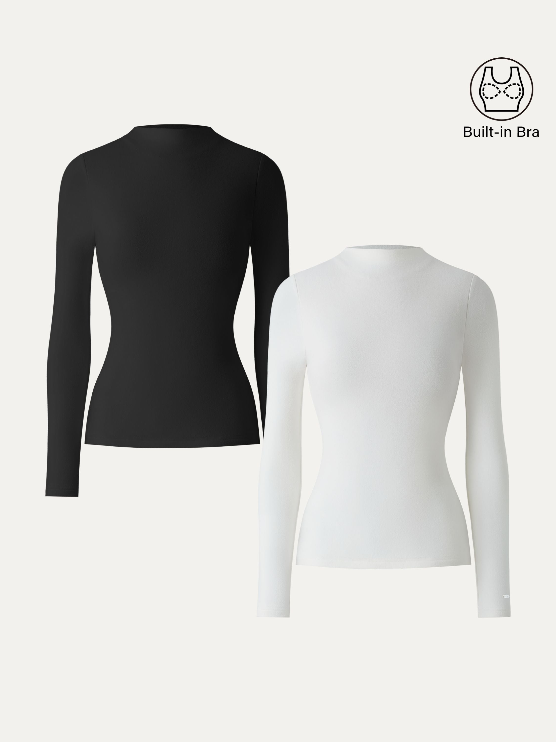 MaxWarm Brushed Mockneck Long Sleeve Brami White – Women > Tops > Bra Tops | FormaLuxe