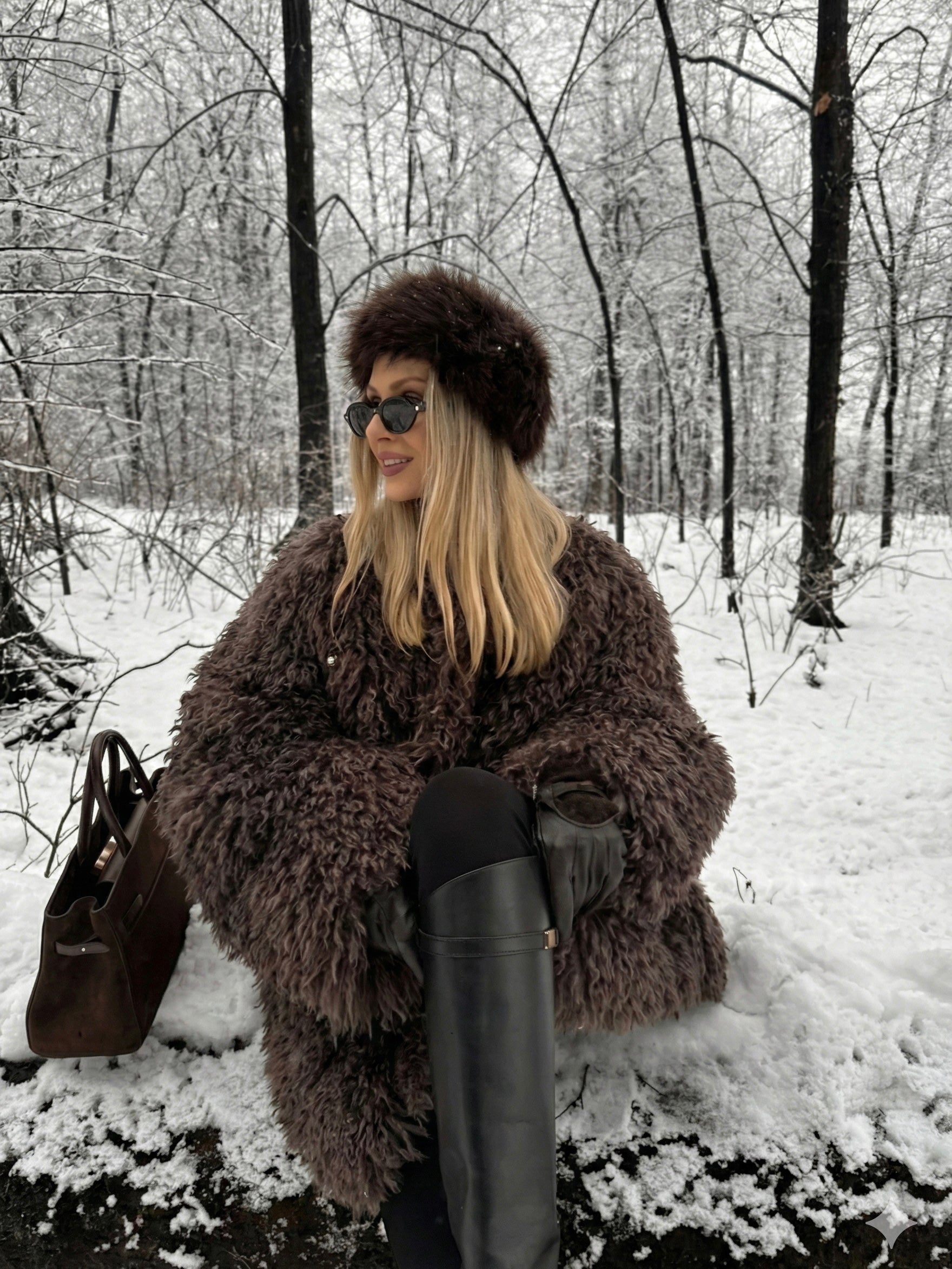 Hana | Veste tendance en fausse fourrure Brun | FormaLuxe