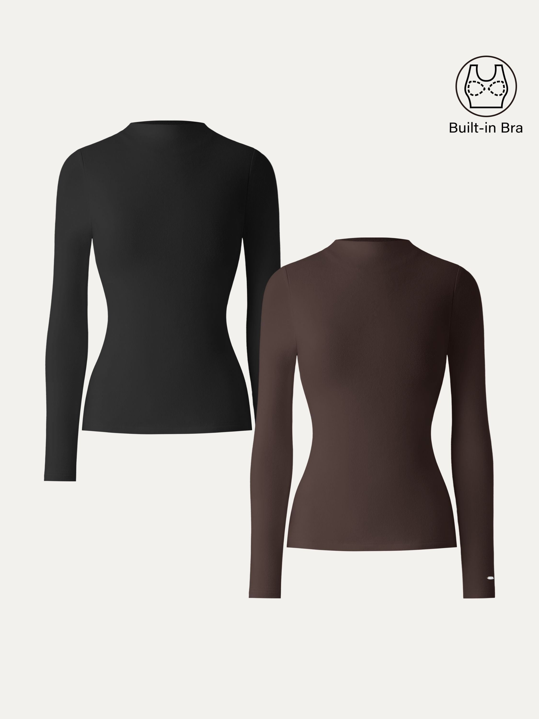 MaxWarm Brushed Mockneck Long Sleeve Brami White – Women > Tops > Bra Tops | FormaLuxe