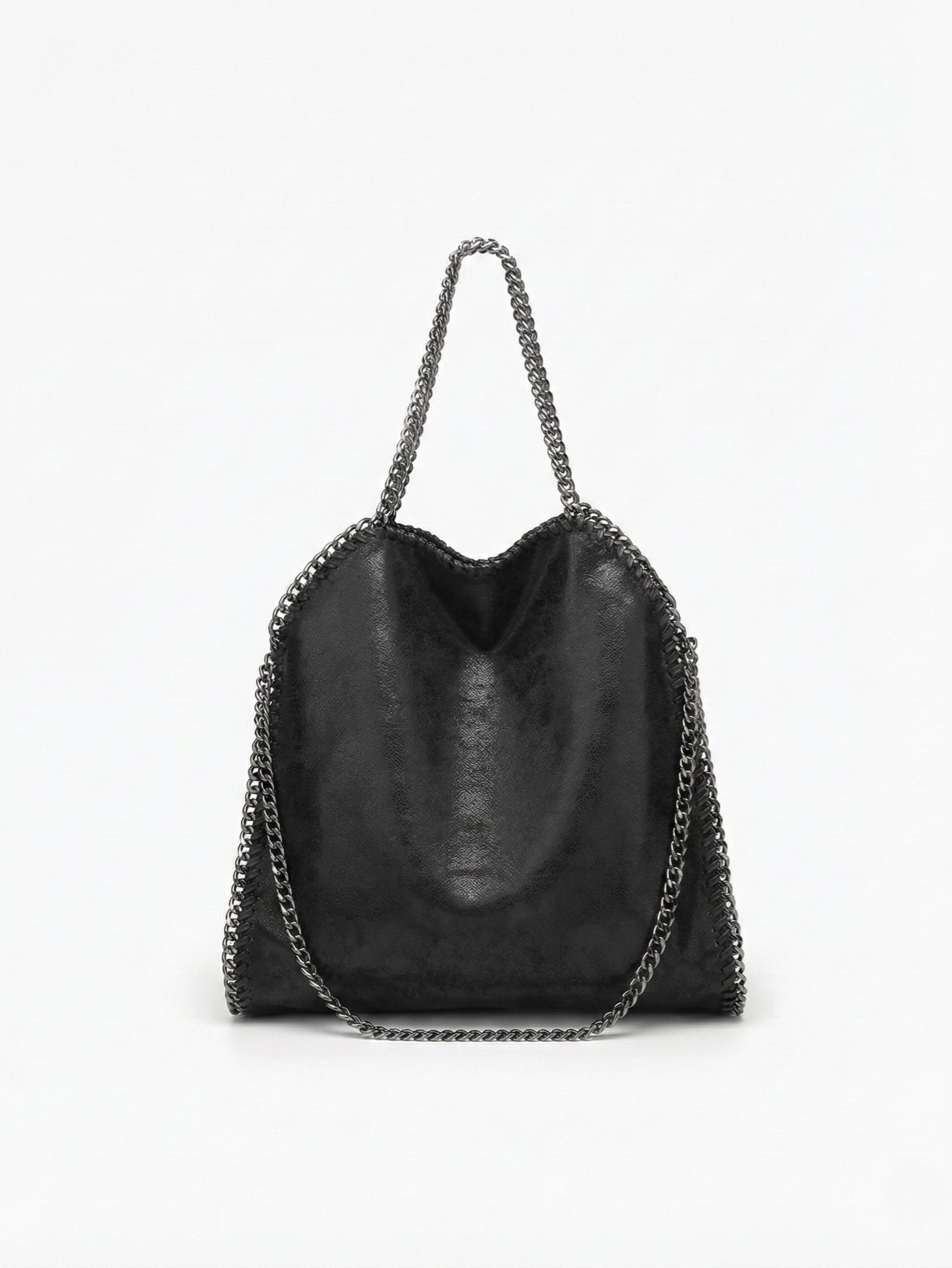 Skyla | Chain Strap Soft Faux Leather Tote Bag Black | FormaLuxe