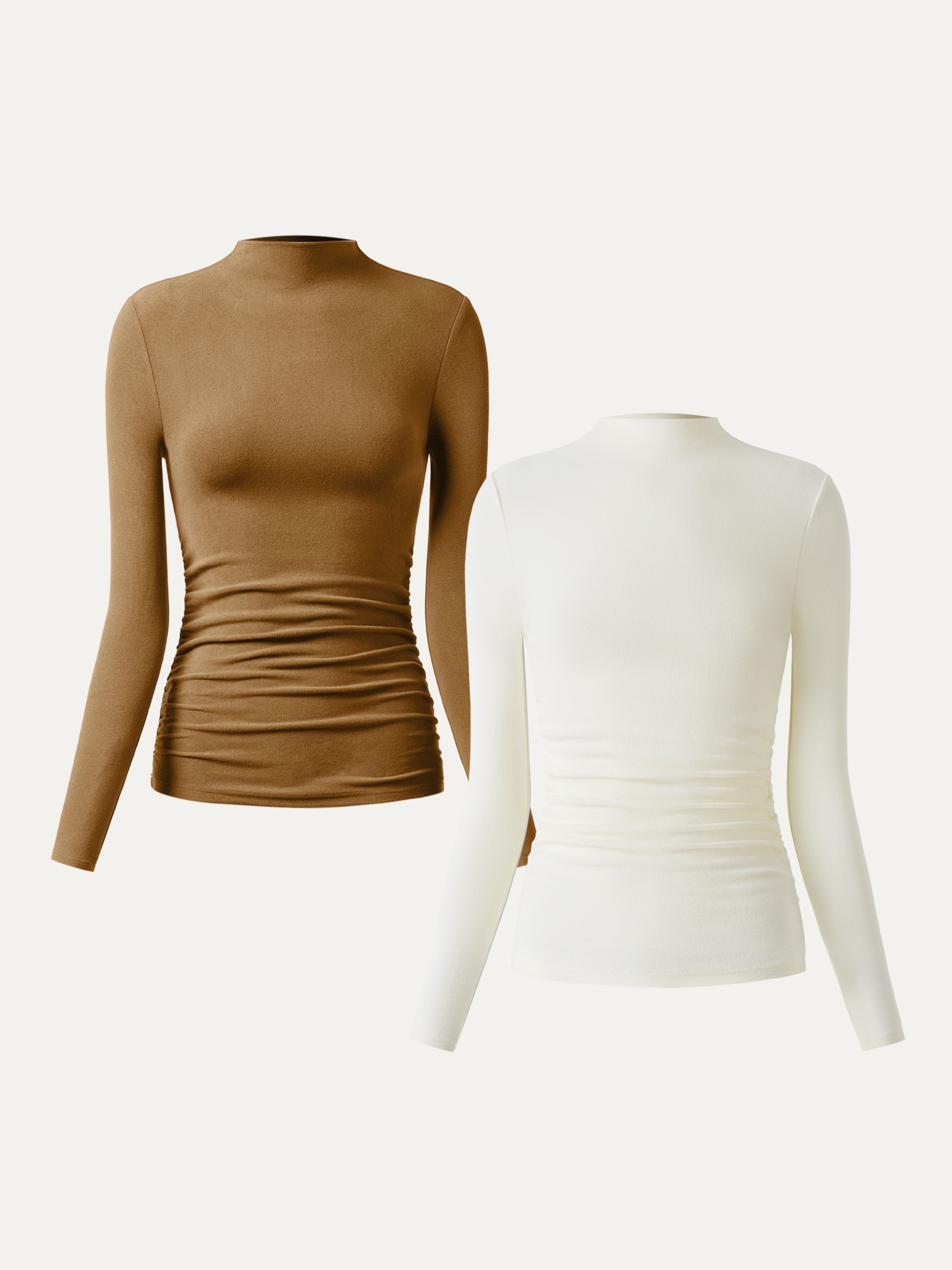 Top à col montant et côtés froncés Eco-Mousse® Off White – Femmes > Hauts > Chemises&Hauts | FormaLuxe