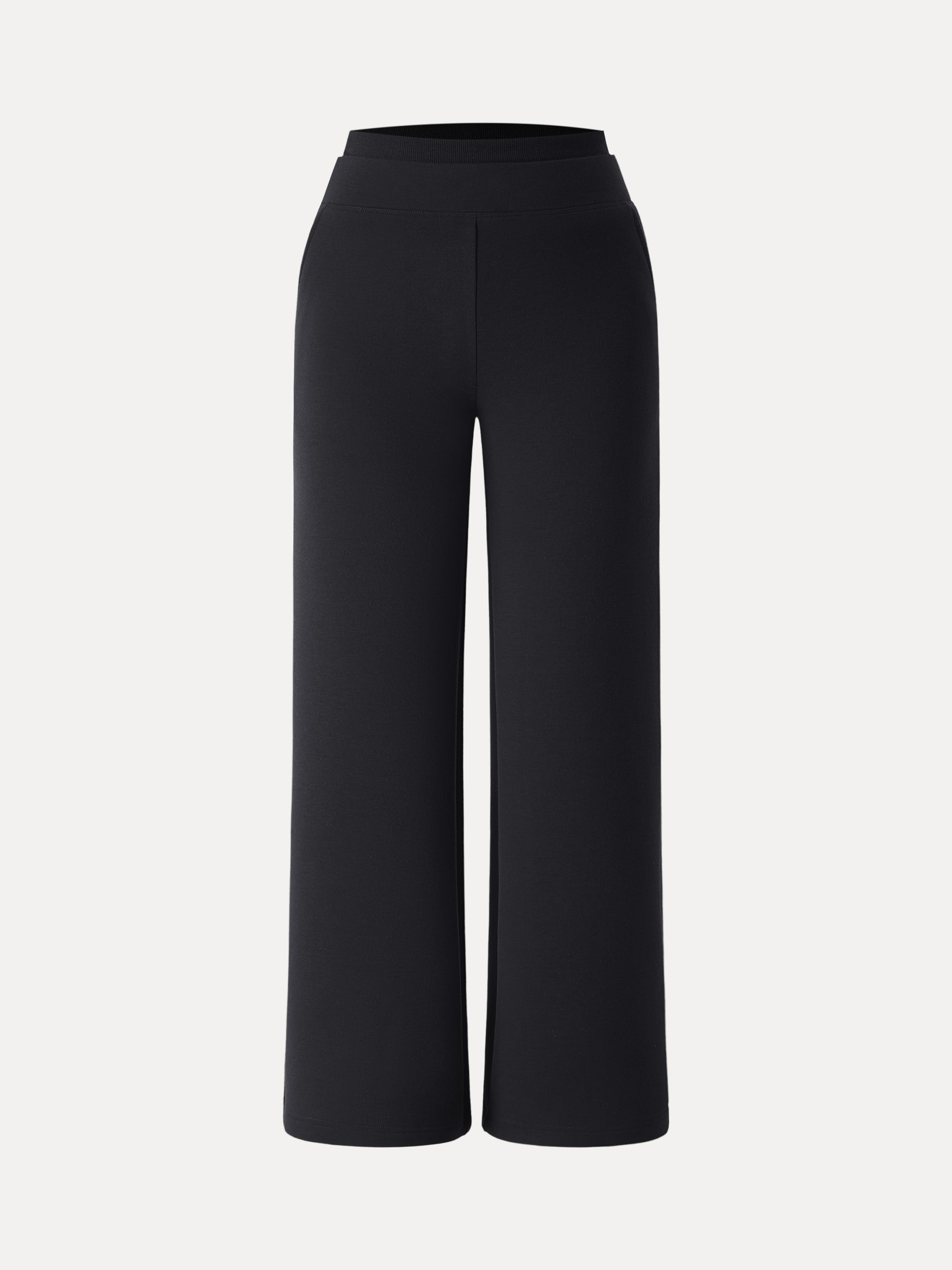 Double Waistband Straight Leg Pants with Pockets Heather Taupe – Women > Bottoms > Pants | FormaLuxe