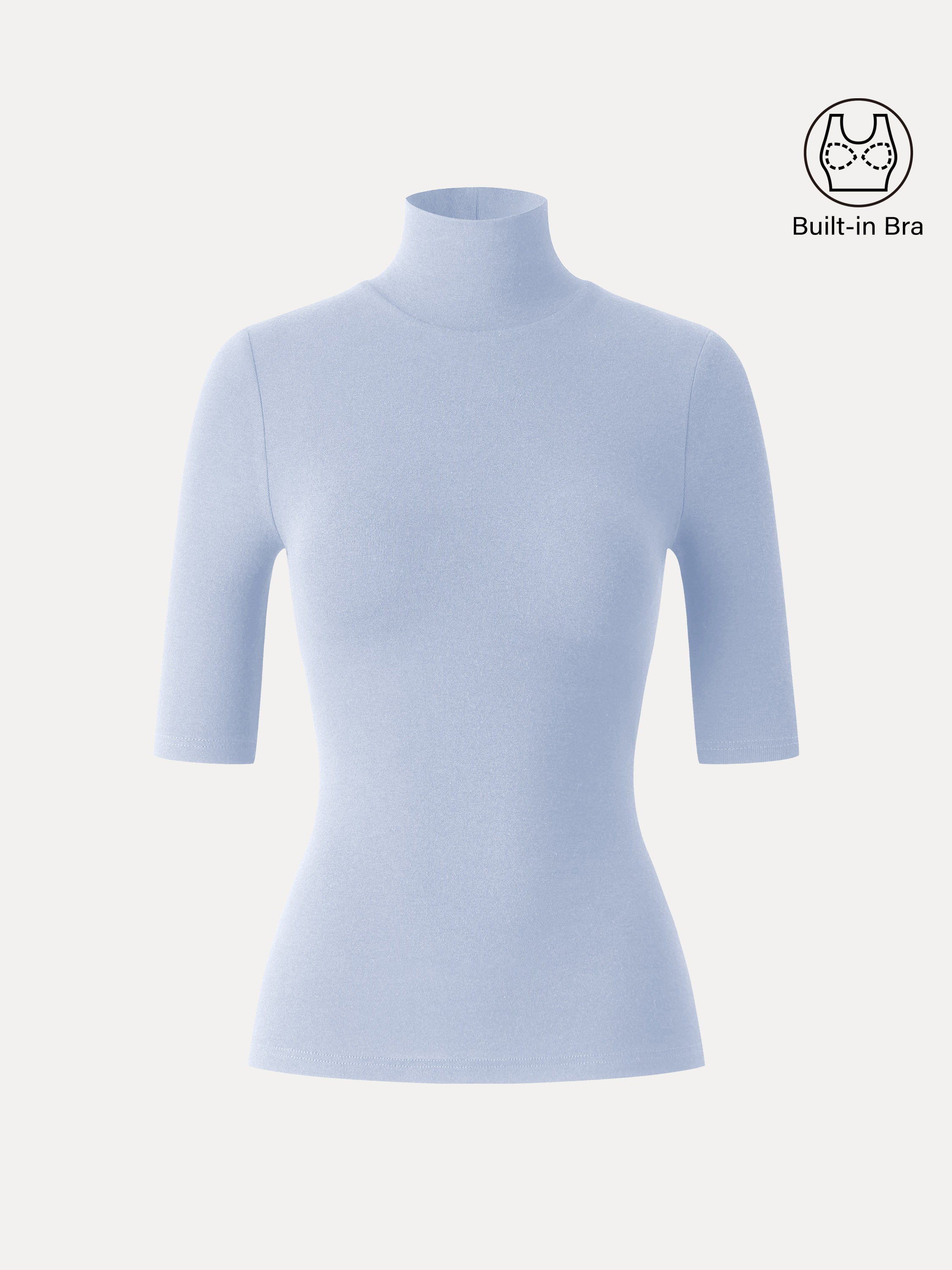 Essential Turtleneck Elbow Length Sleeve Brami Midnight Navy – Women > Tops > Bra Tops | FormaLuxe