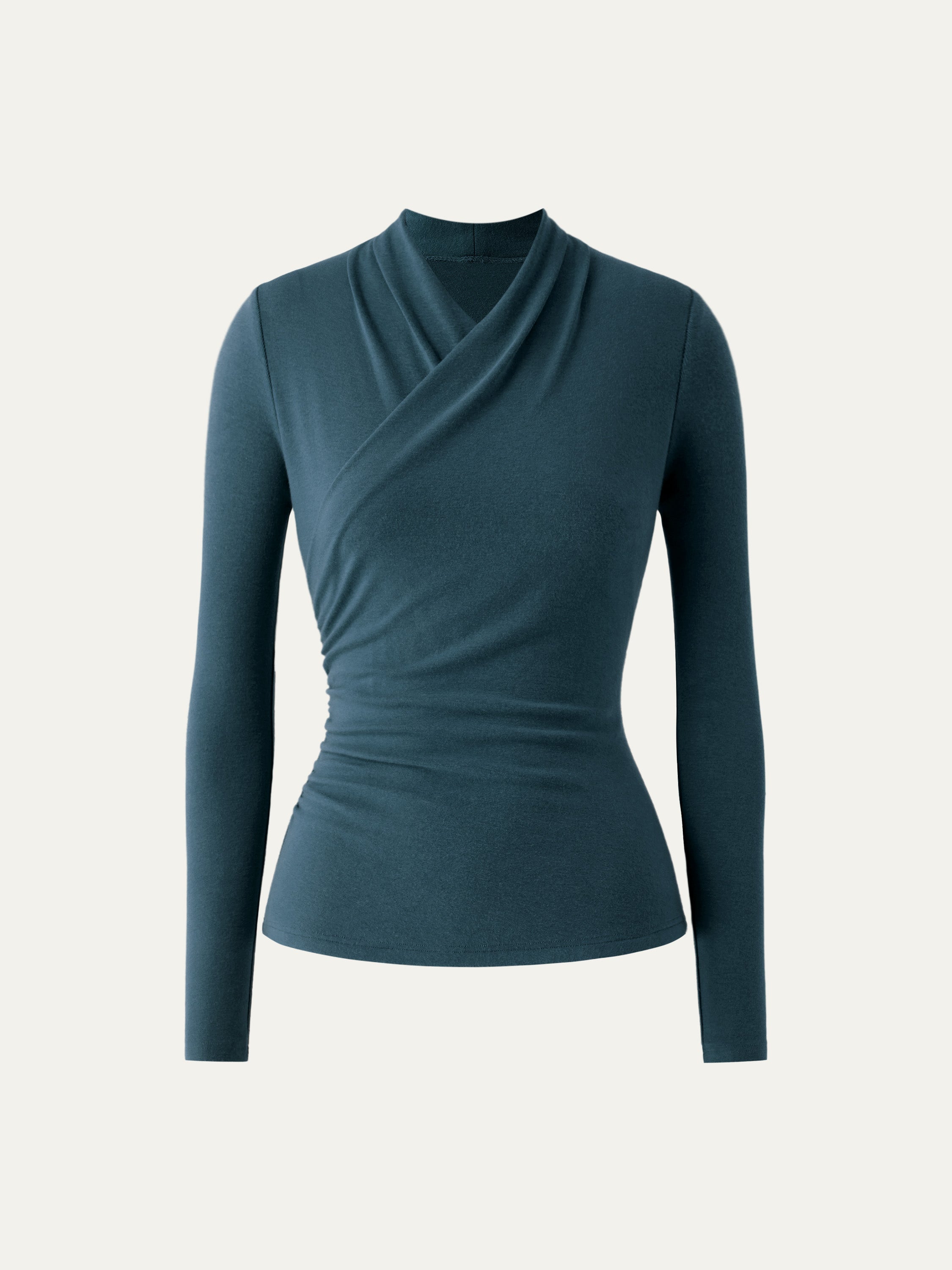 2Pcs Set Surplice Long Sleeve Top Black/Cinnamon Buff – Women > Bundles&Sets > Bundles | FormaLuxe