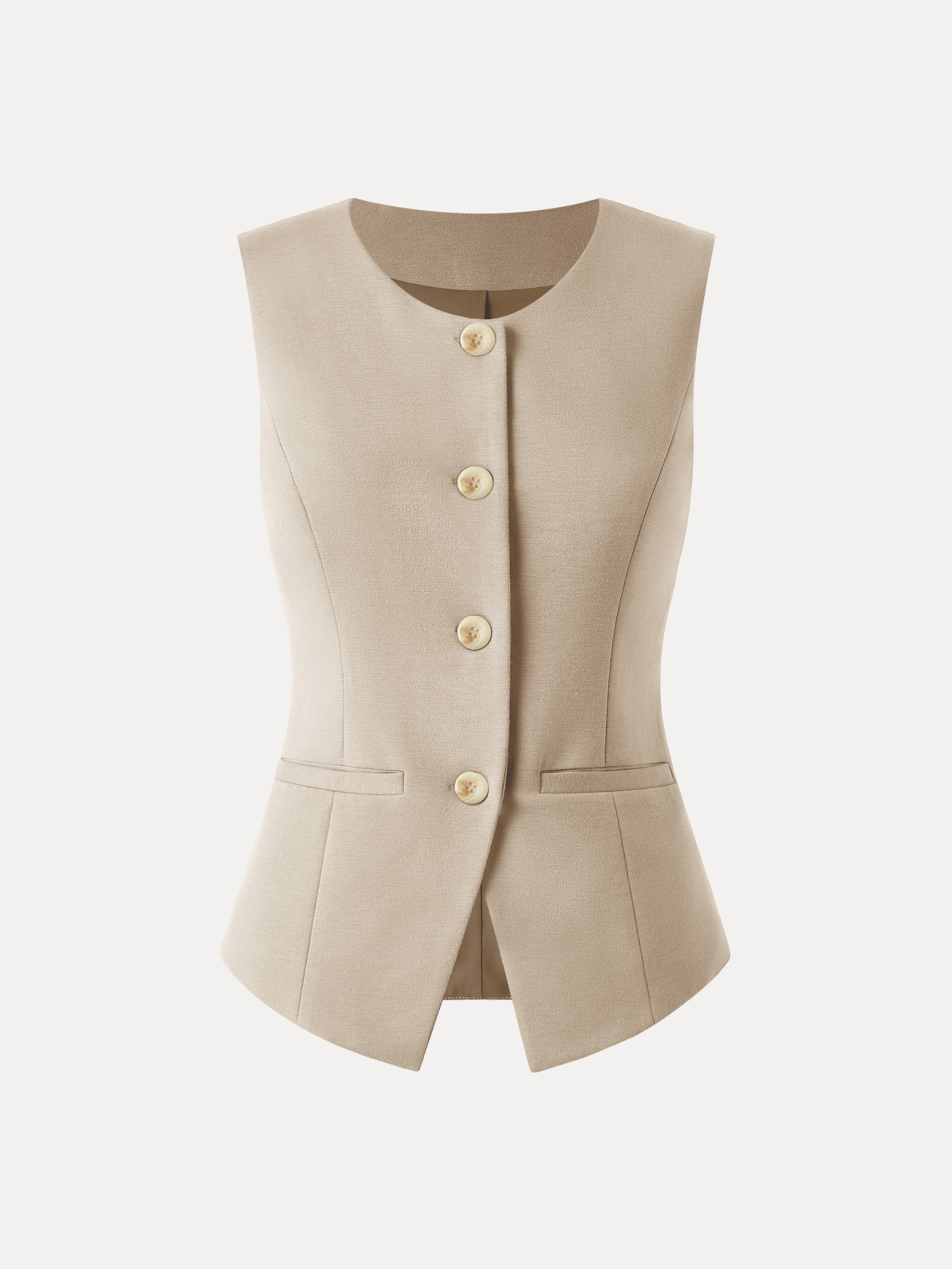 Office Staple Waistcoat with Pockets Fawn – Women > Tops > Shirts&Tops | FormaLuxe