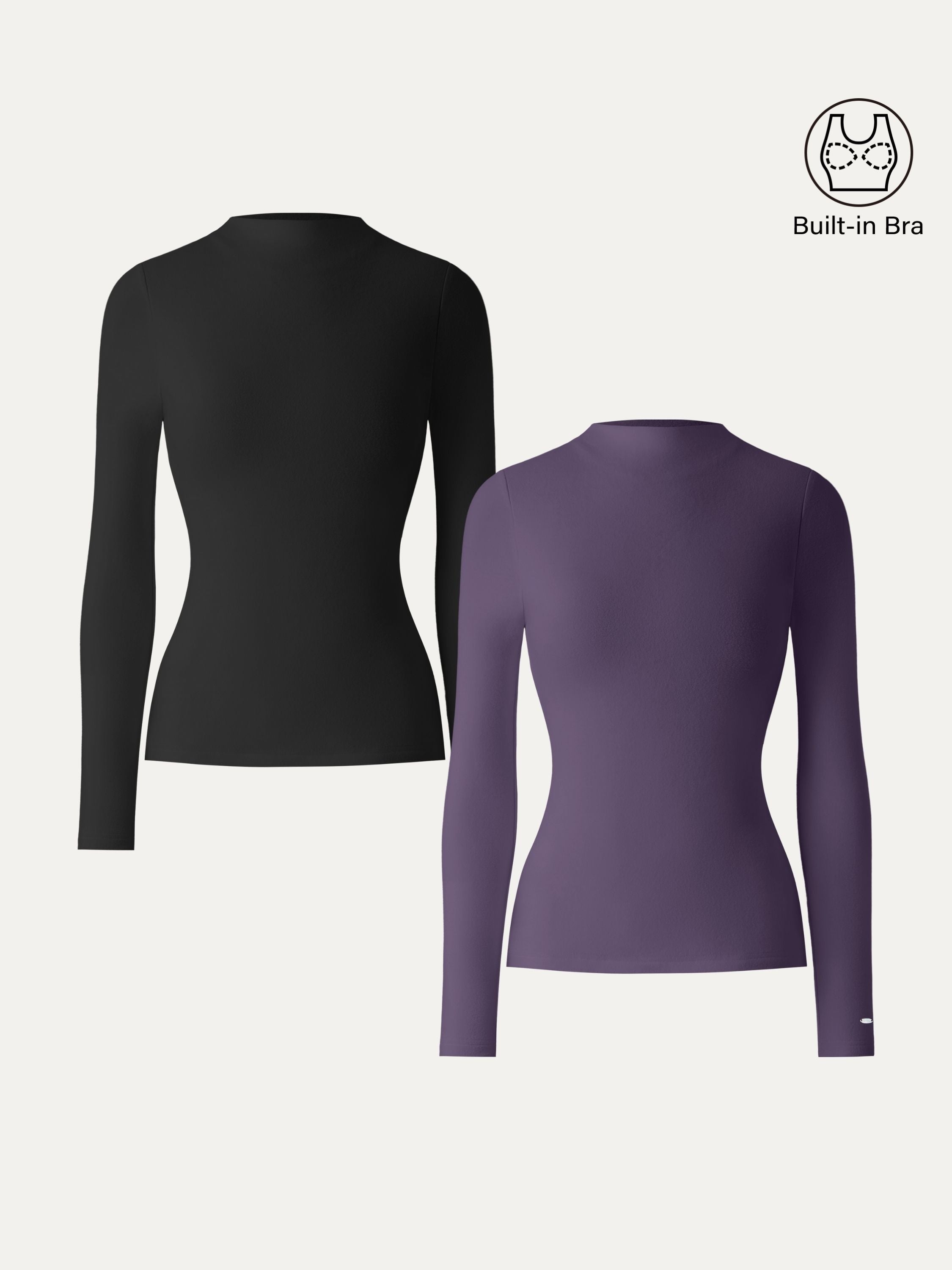 MaxWarm Brushed Mockneck Long Sleeve Brami White – Women > Tops > Bra Tops | FormaLuxe
