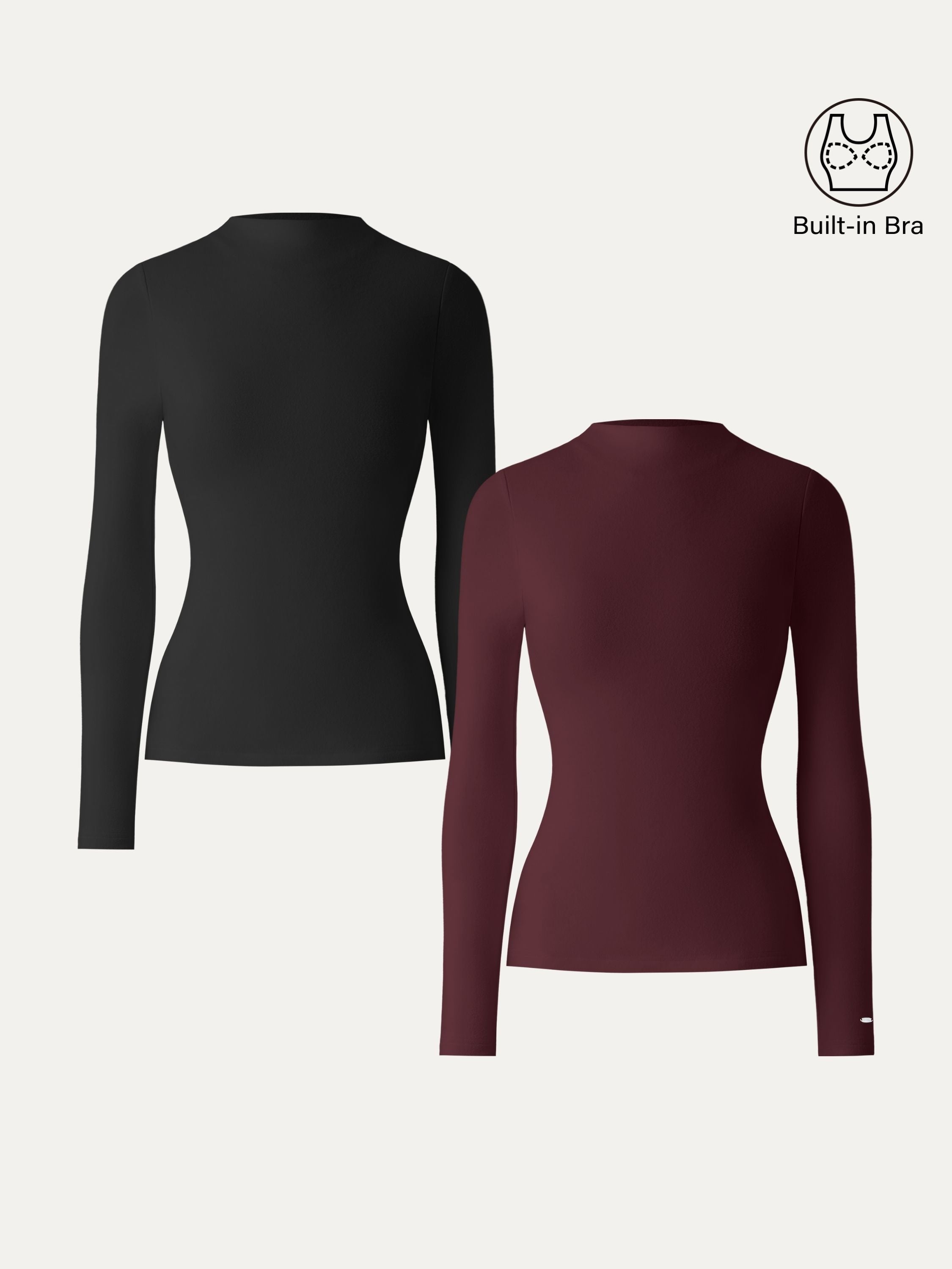 MaxWarm Brushed Mockneck Long Sleeve Brami White – Women > Tops > Bra Tops | FormaLuxe