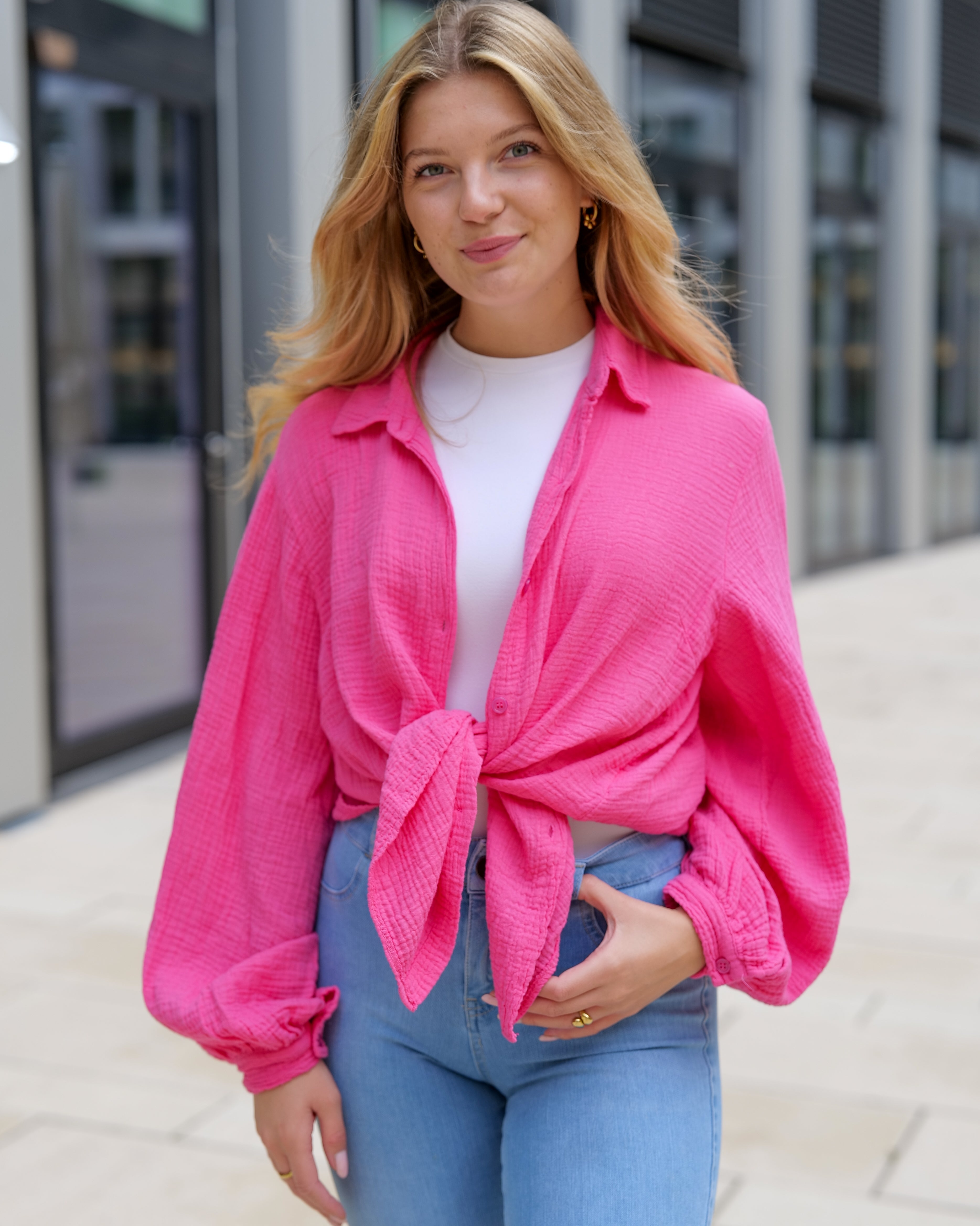 Musselin Bluse | Stella Weiß Rot – Oberteil | FormaLuxe