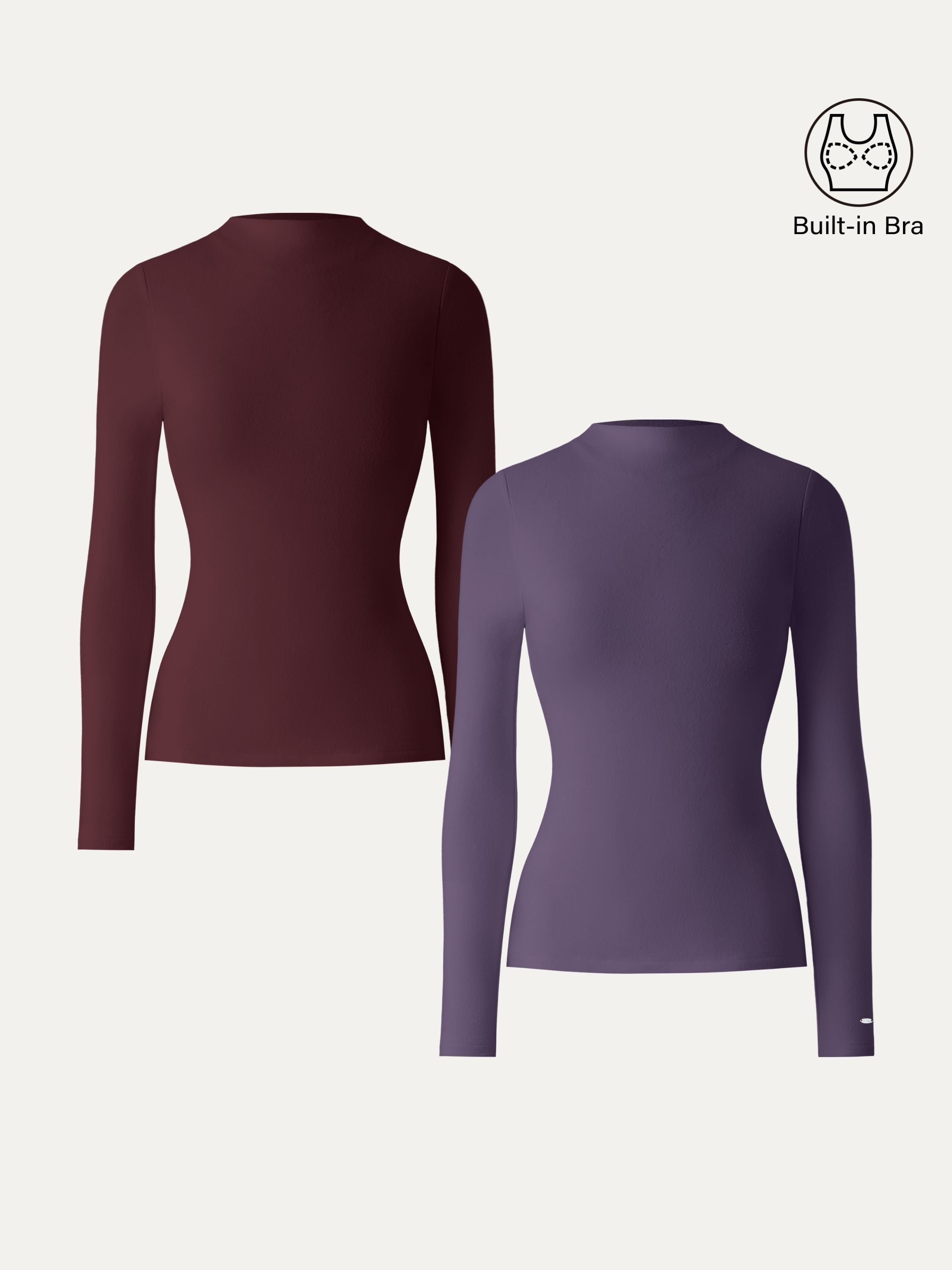 MaxWarm Brushed Mockneck Long Sleeve Brami White – Women > Tops > Bra Tops | FormaLuxe