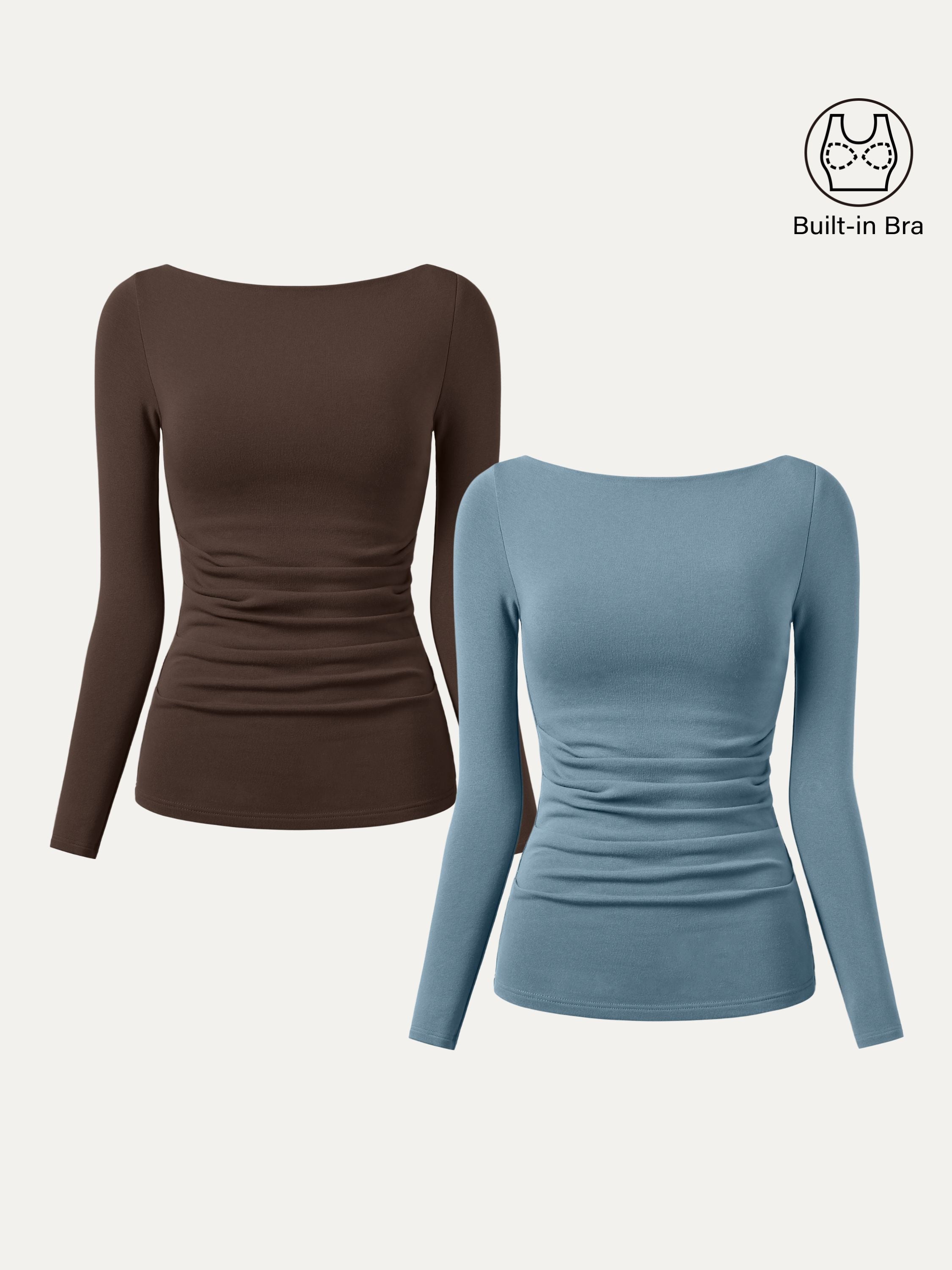 2Pcs Set Boatneck Tucks Brami Top Espresso/Midnight Navy – Women > Bundles&Sets > Bundles | FormaLuxe