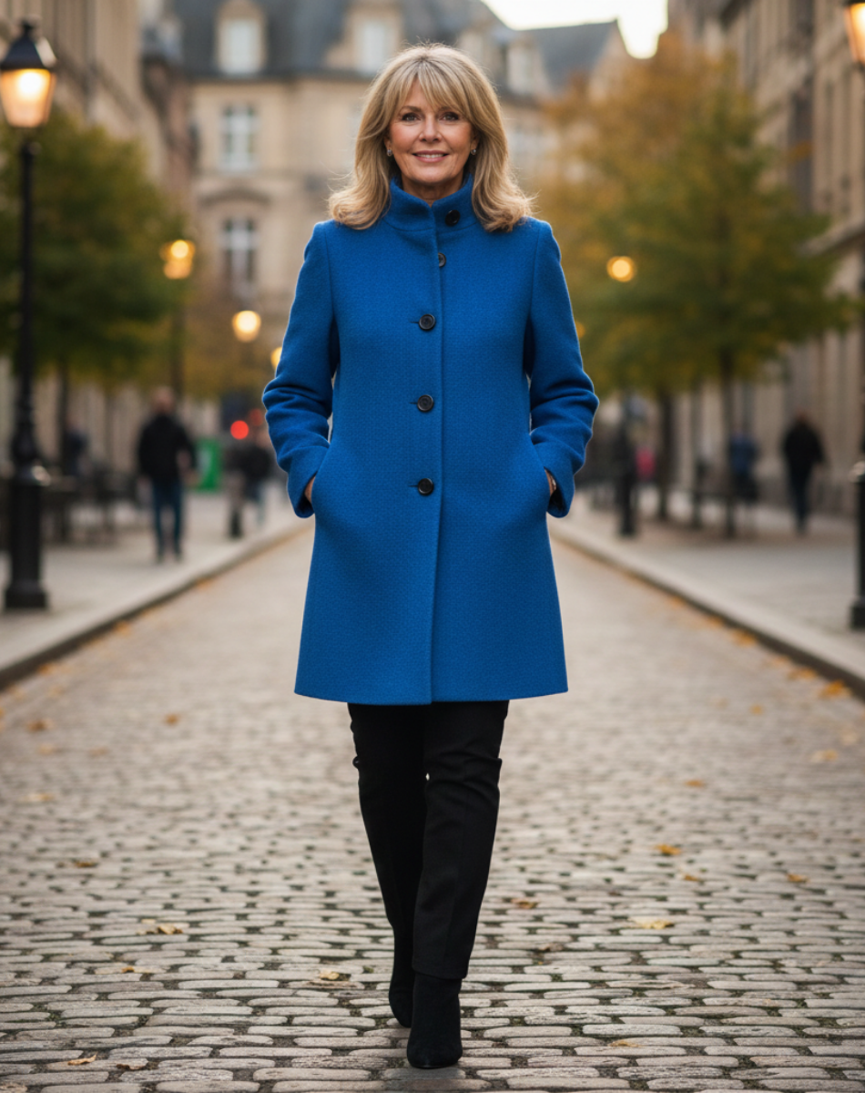 Harper Women’s Cold-Weather Blend Coat Blue (Almost sold out) | FormaLuxe