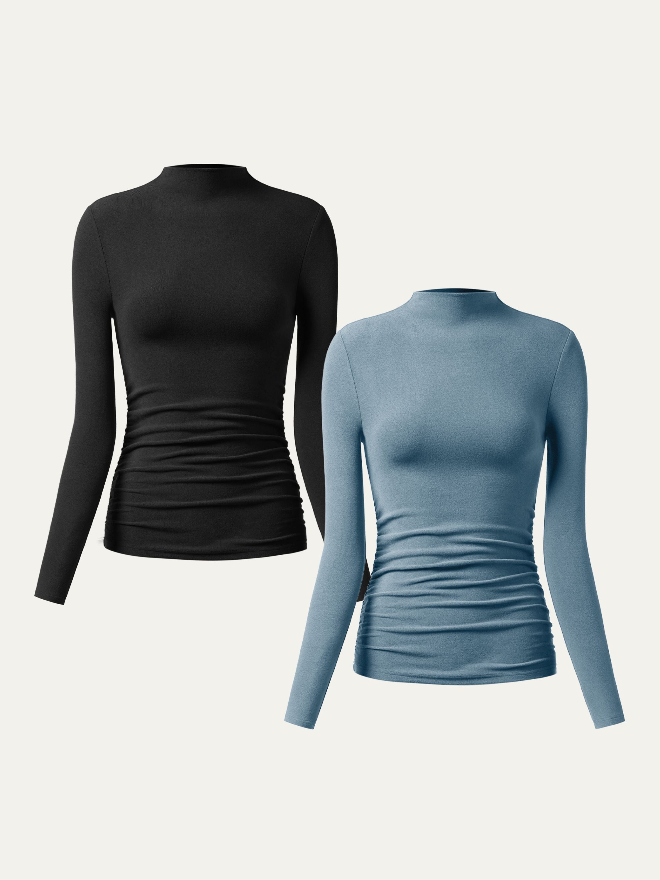 Top à col montant et côtés froncés Eco-Mousse® Off White – Femmes > Hauts > Chemises&Hauts | FormaLuxe