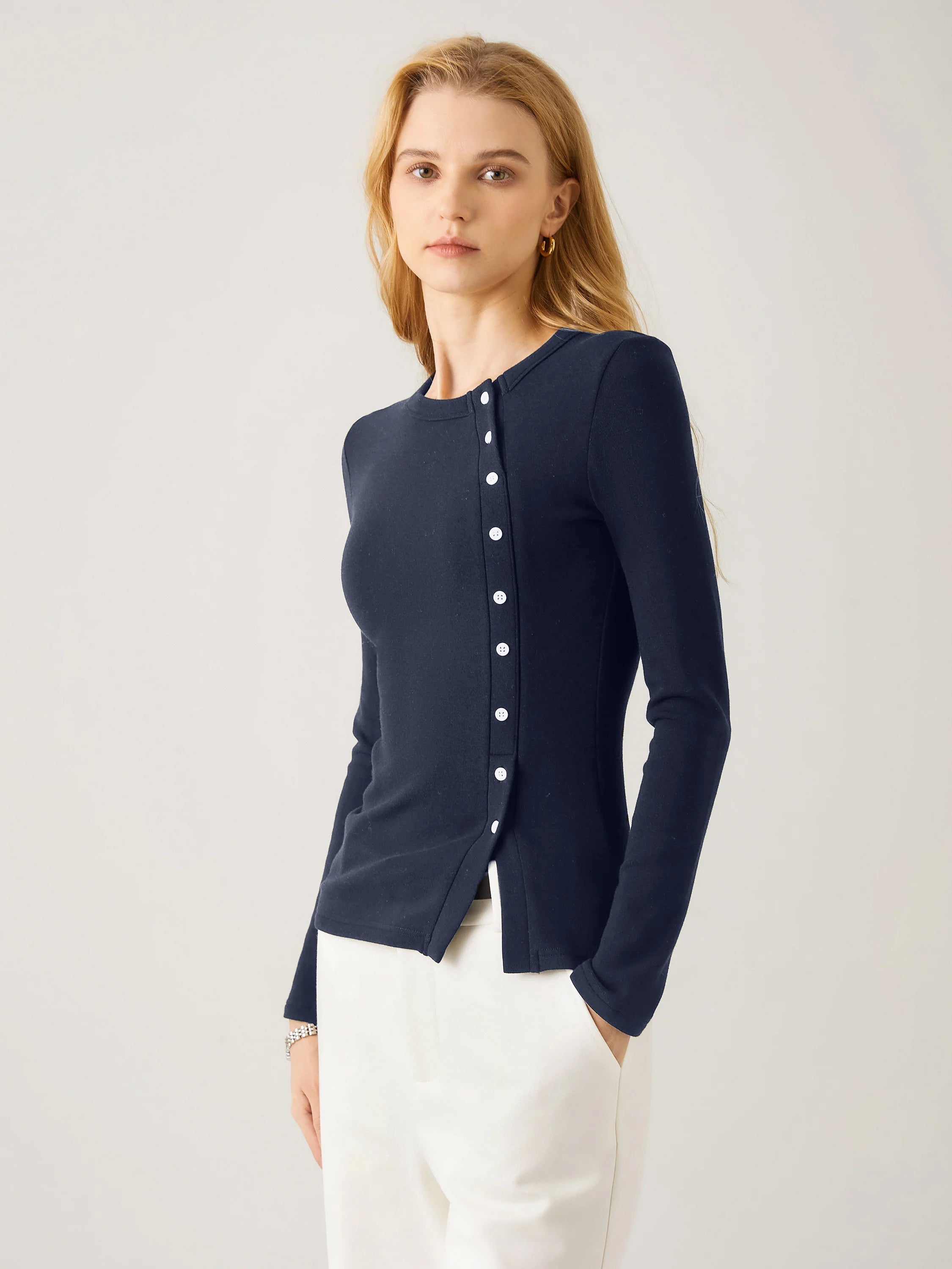 Top à Patte Asymétrique Eco-Mousse®2.0 Midnight Navy – Femmes > Hauts > Chemises&Hauts | FormaLuxe