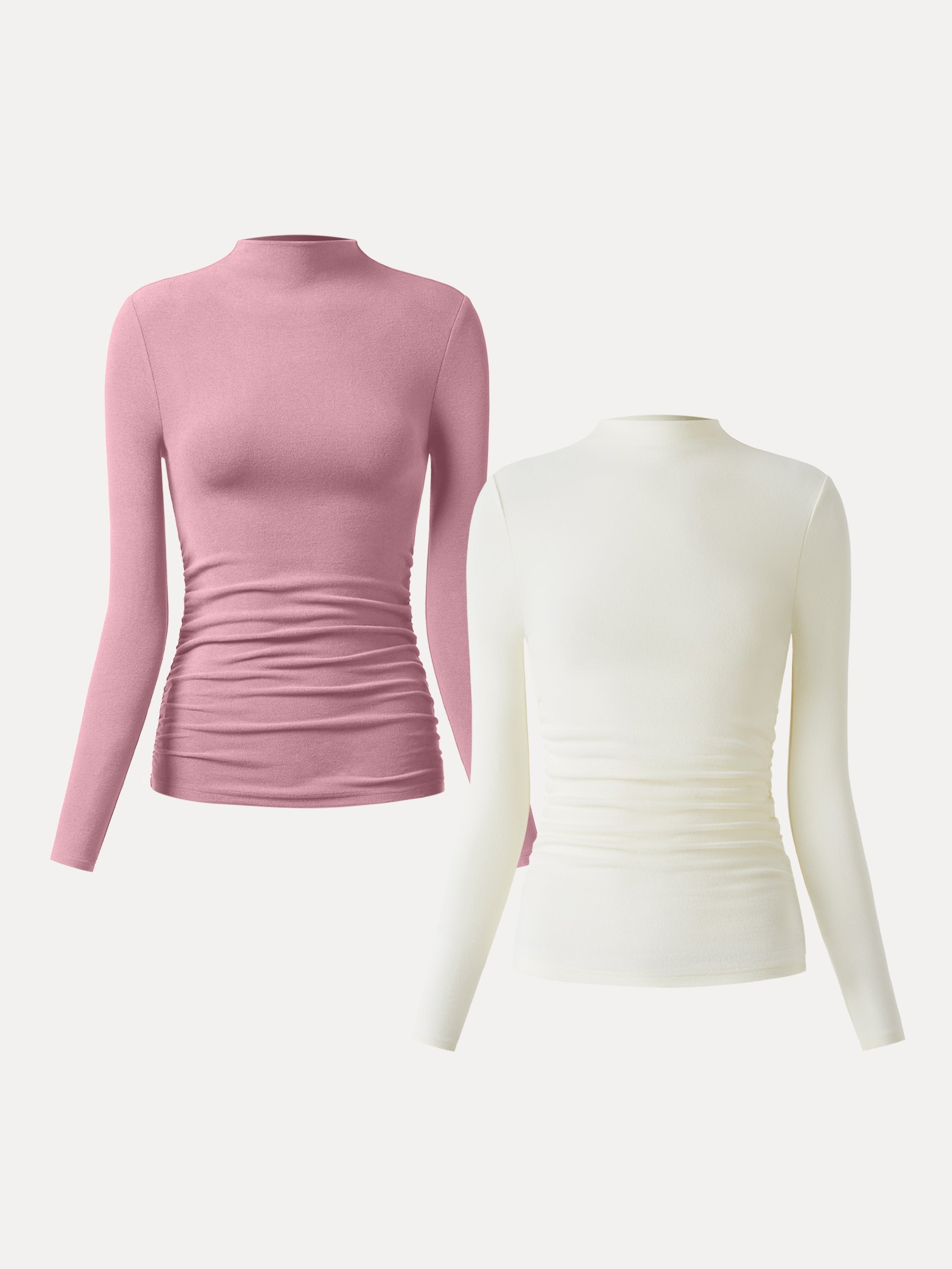 Top à col montant et côtés froncés Eco-Mousse® Off White/Dusk Blue – Femmes > Hauts > Chemises&Hauts | FormaLuxe