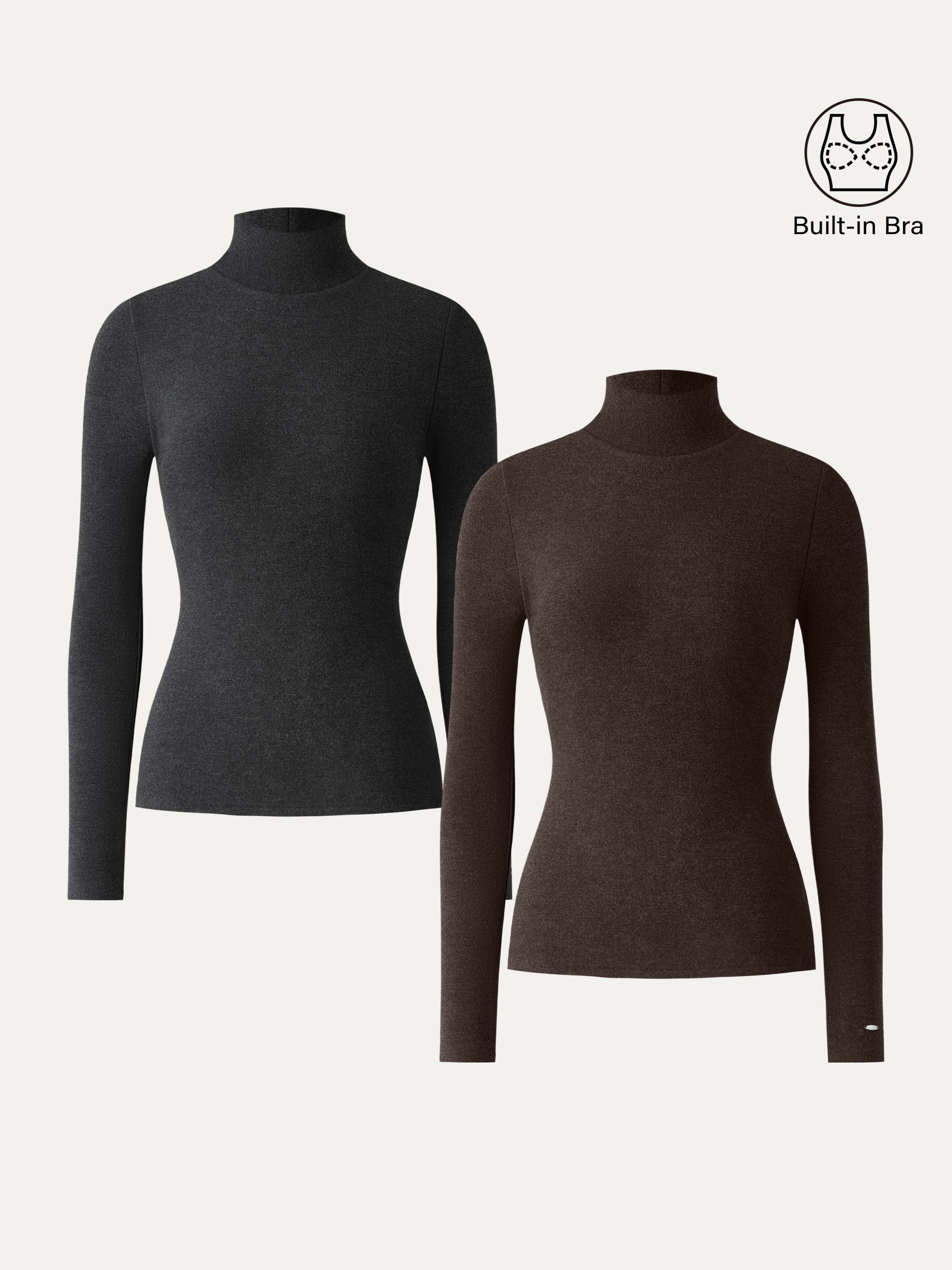 MaxWarm Turtleneck Long Sleeve Brami Heather Black – Women > Tops > Bra Tops | FormaLuxe