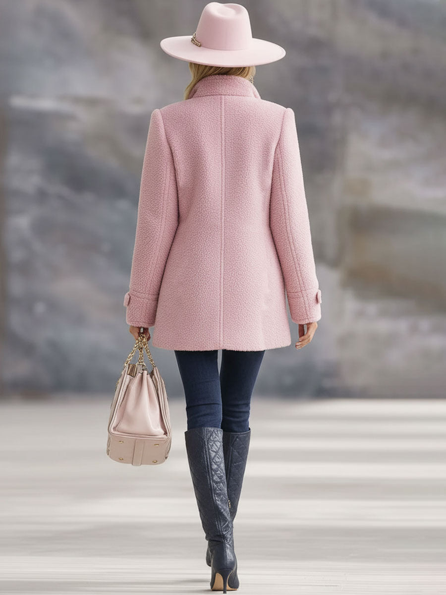 Lässige Vintage-Jacke aus rosa Polarfleece mit Reißverschluss Pink – Coat | FormaLuxe