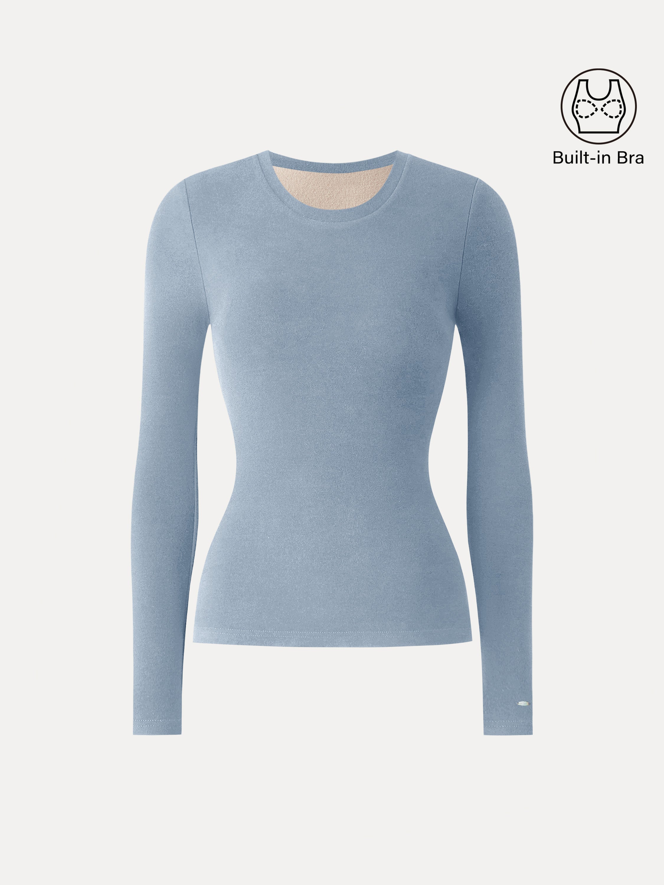 MaxWarm Crewneck Long Sleeve Brami Smoky Navy – Women > Tops > Bra Tops | FormaLuxe