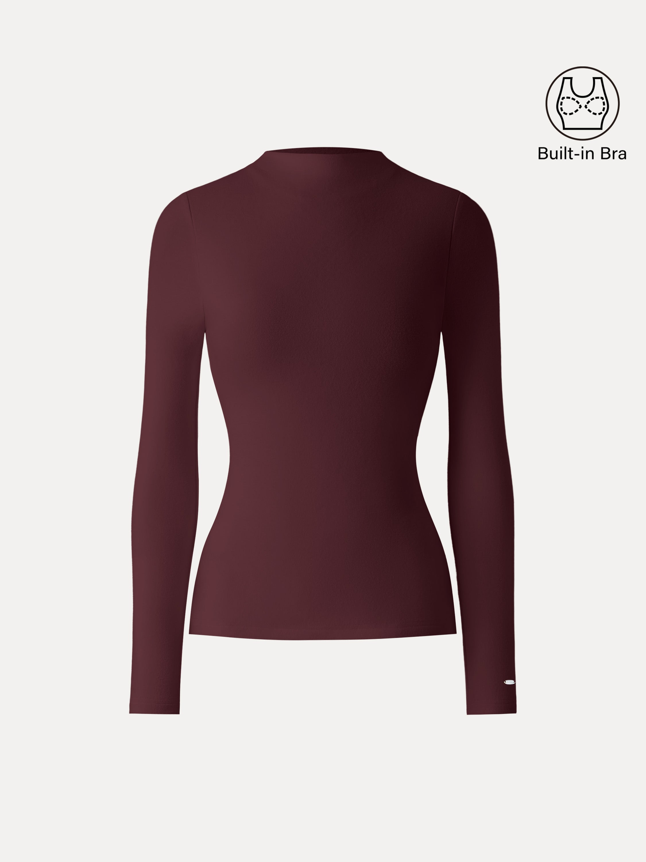 MaxWarm Brushed Mockneck Long Sleeve Brami White – Women > Tops > Bra Tops | FormaLuxe