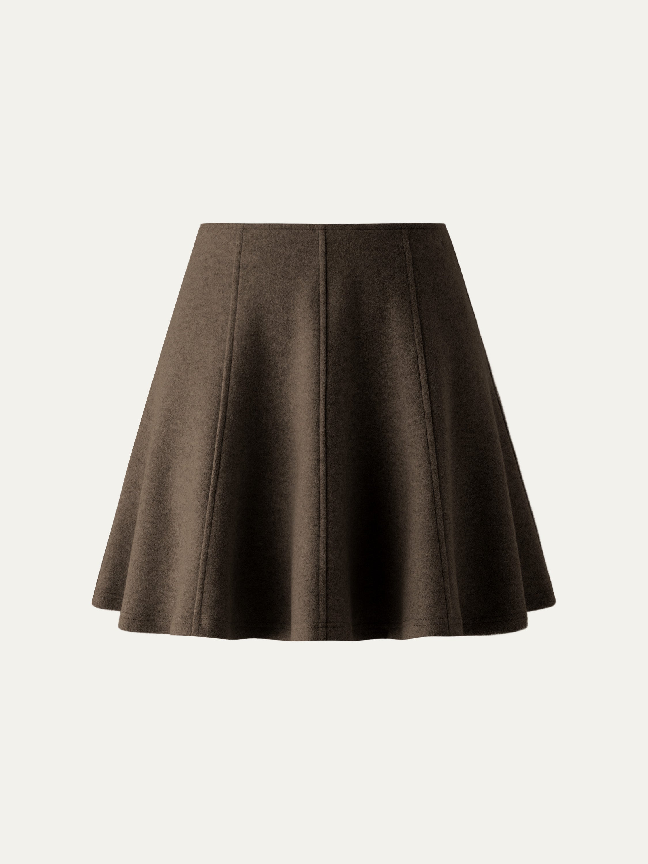 High Waisted Flare Hem Mini Skirt Heather Oatmeal – Women > Bottoms > Skirts | FormaLuxe