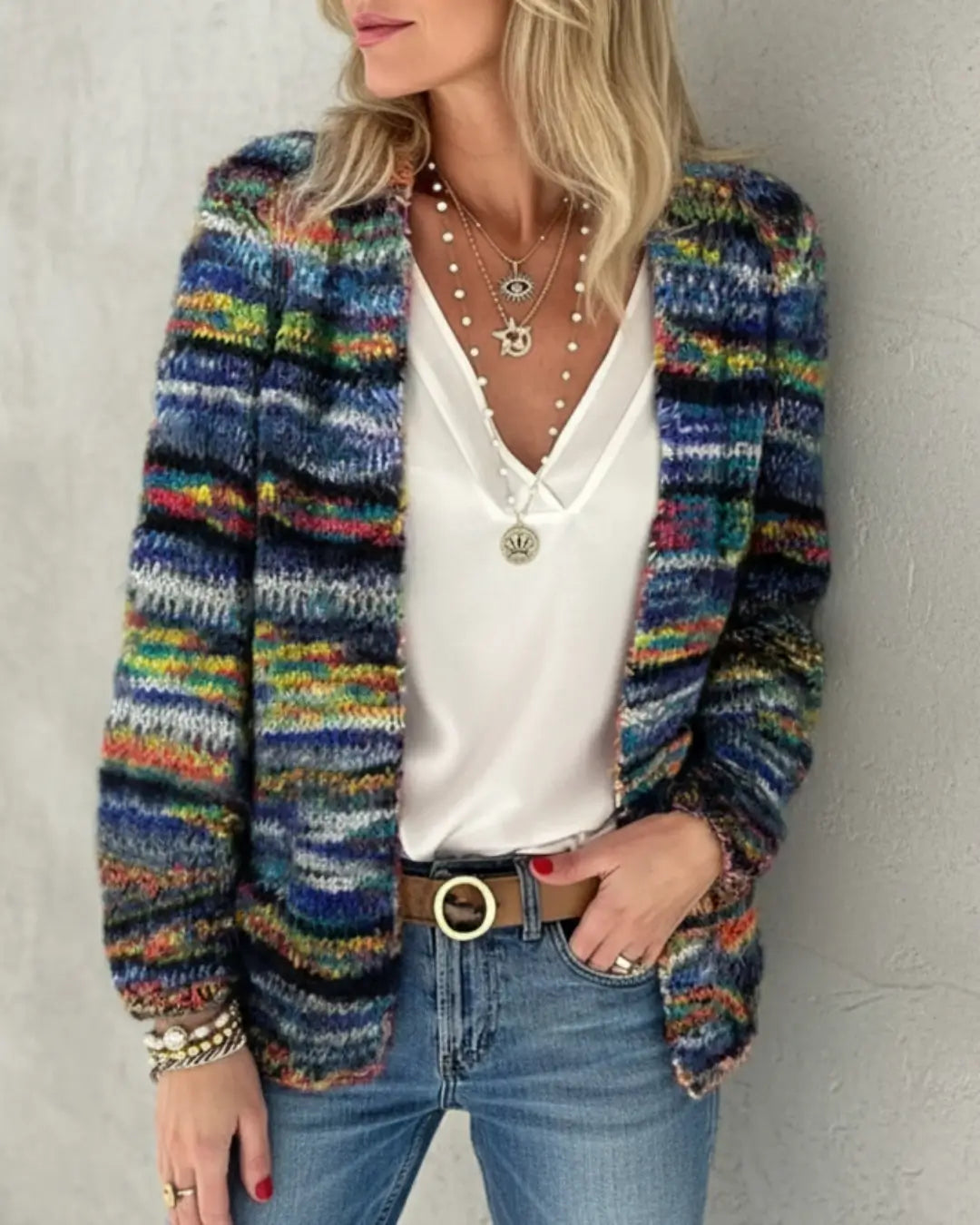 Colorburst Cardigan Red | FormaLuxe