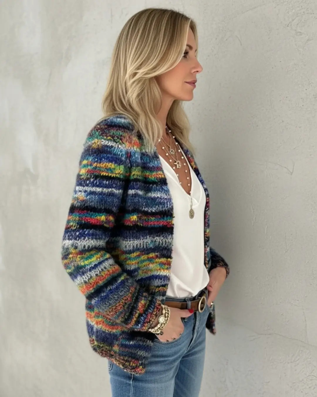 Colorburst Cardigan Red | FormaLuxe