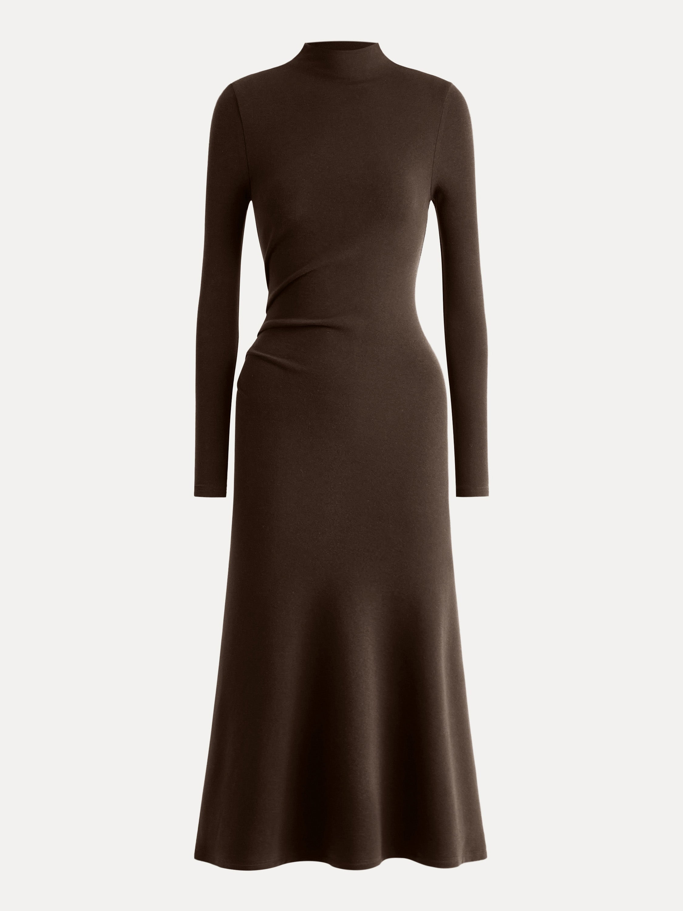 ProWarm Long Sleeves Mockneck Tucks Midi Dress Midnight Navy – Women > Dresses > Midi Dresses | FormaLuxe