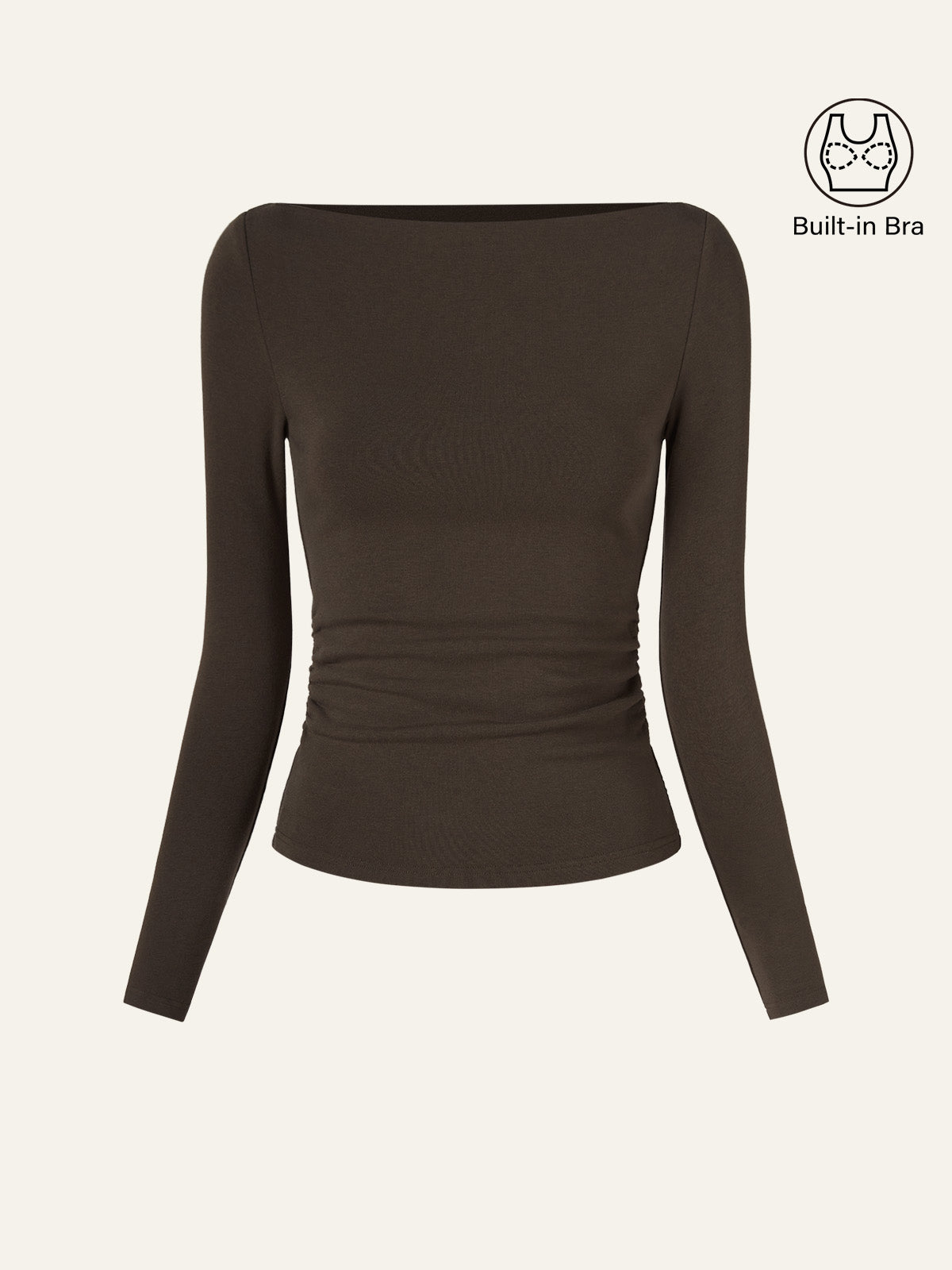 Modern Side Ruched Boatneck Brami Top Sea Glass – Women > Tops > Bra Tops | FormaLuxe