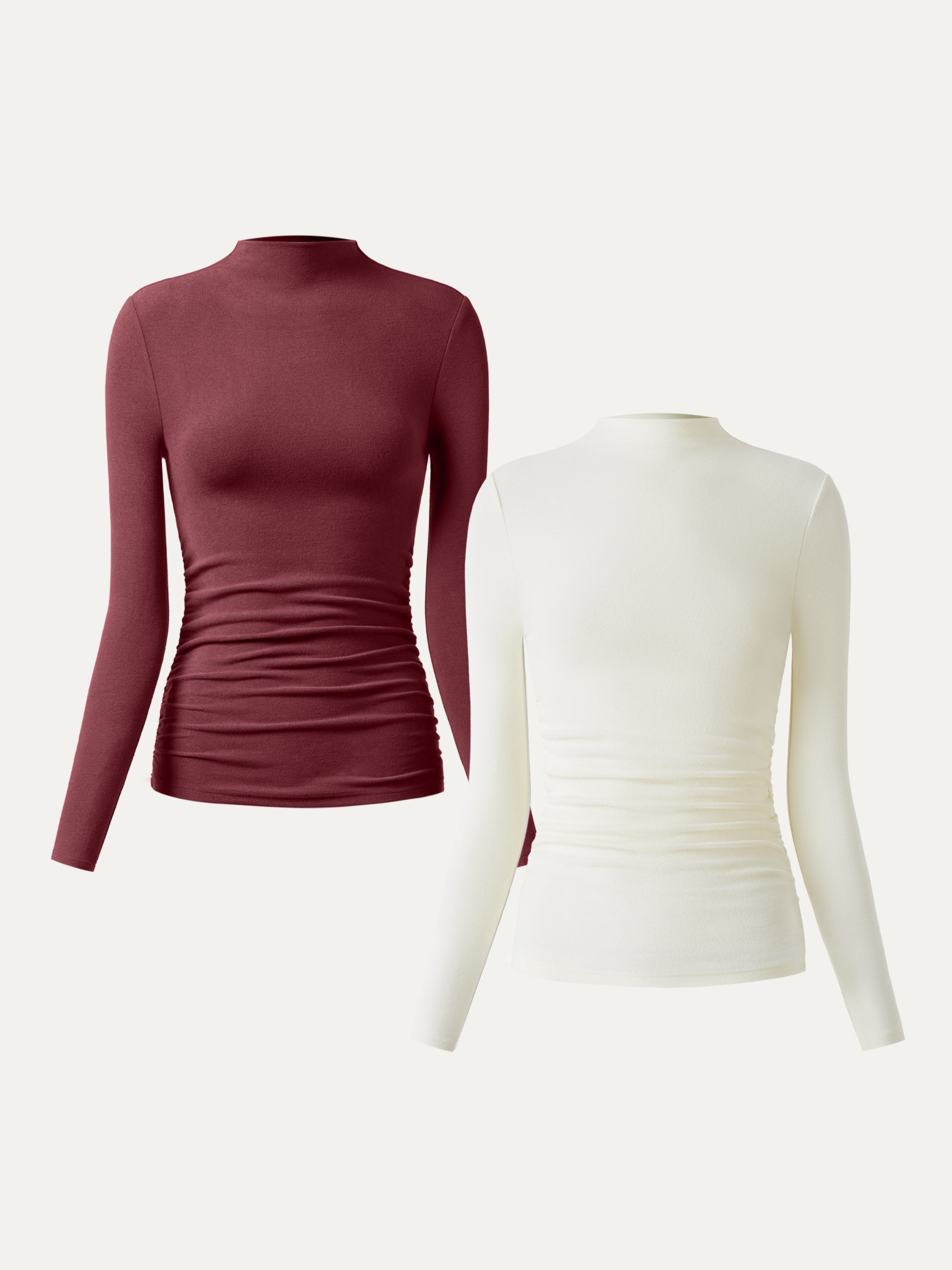 Top à col montant et côtés froncés Eco-Mousse® Off White – Femmes > Hauts > Chemises&Hauts | FormaLuxe
