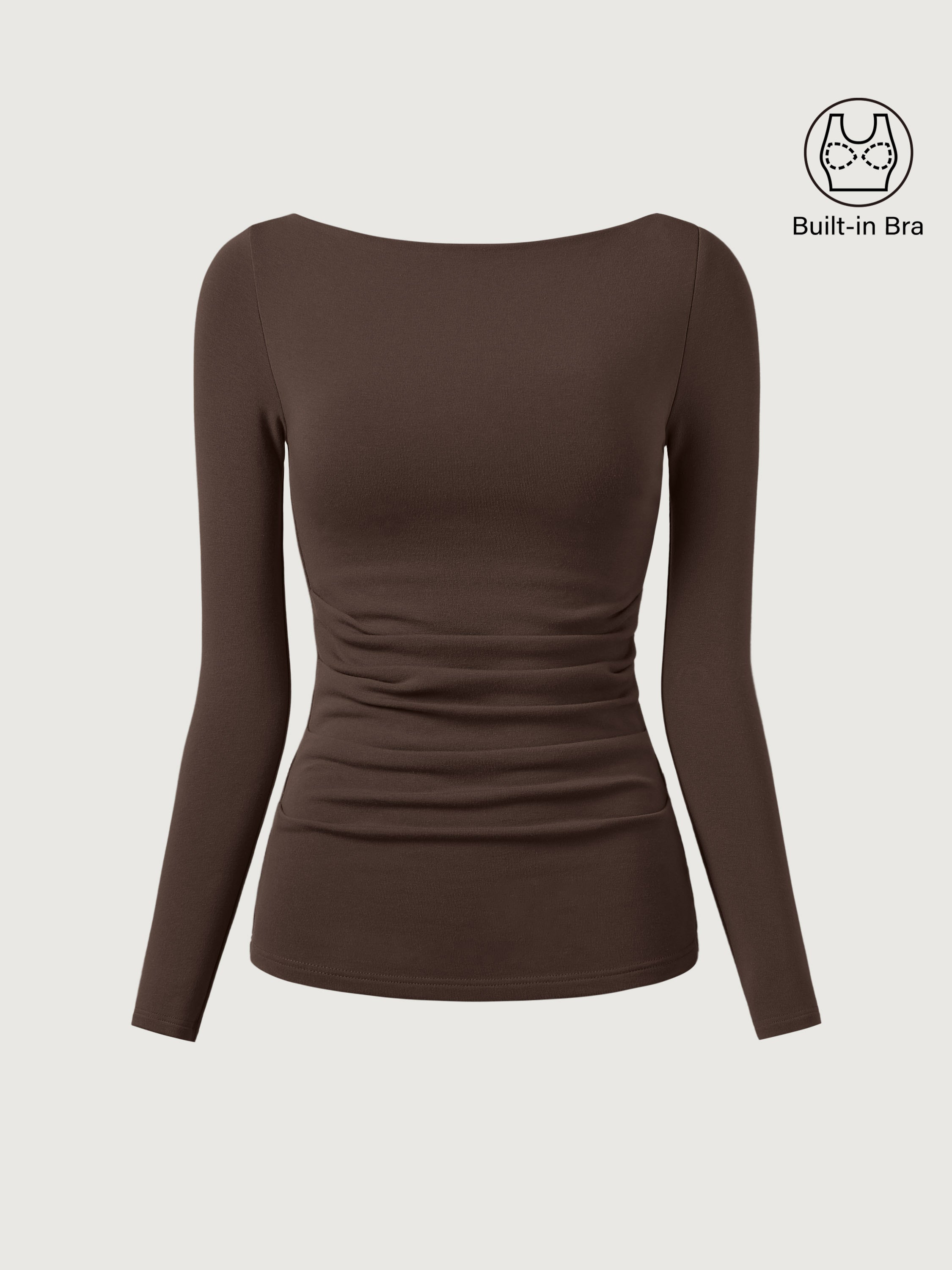 Haut Brami à col bateau Eco-Mousse® avec plis Espresso – Femmes > Hauts > Hauts de soutien-gorge | FormaLuxe