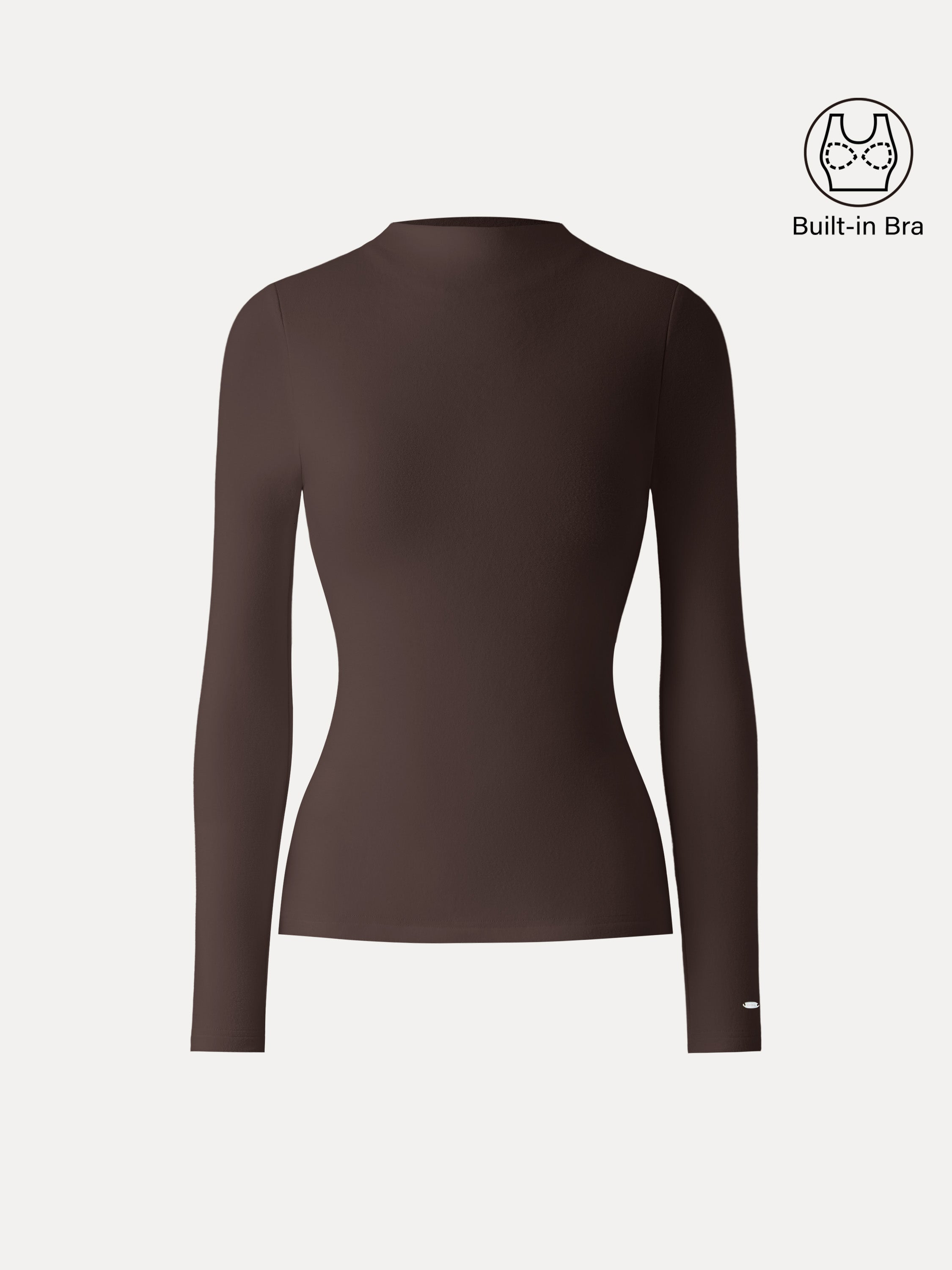 MaxWarm Brushed Mockneck Long Sleeve Brami White – Women > Tops > Bra Tops | FormaLuxe