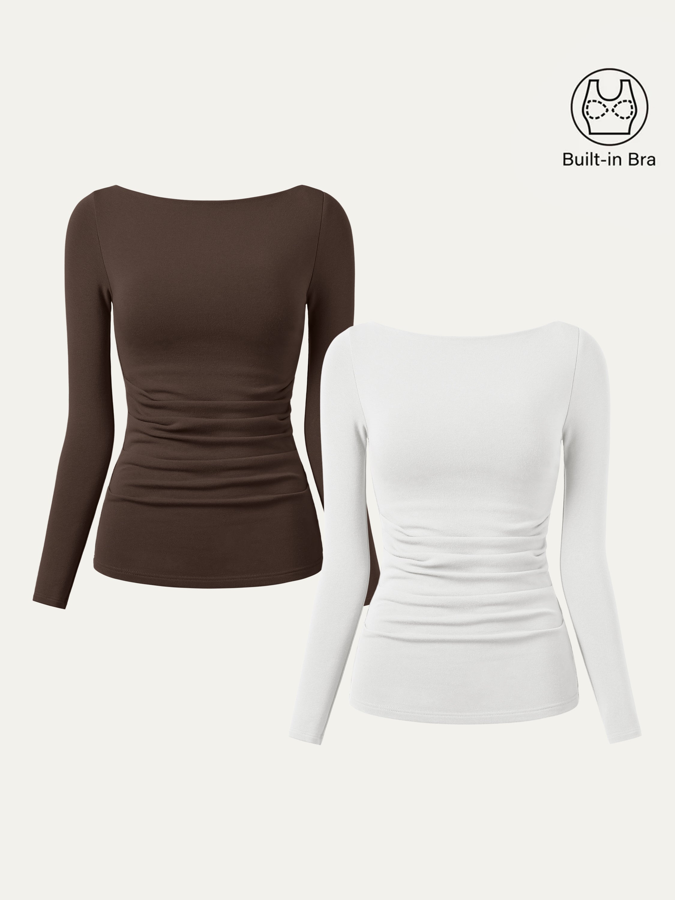 Haut Brami à col bateau Eco-Mousse® avec plis Espresso – Femmes > Hauts > Hauts de soutien-gorge | FormaLuxe
