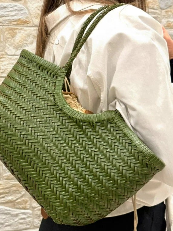 April | Woven Oversized Tote Bag Dark Brown | FormaLuxe