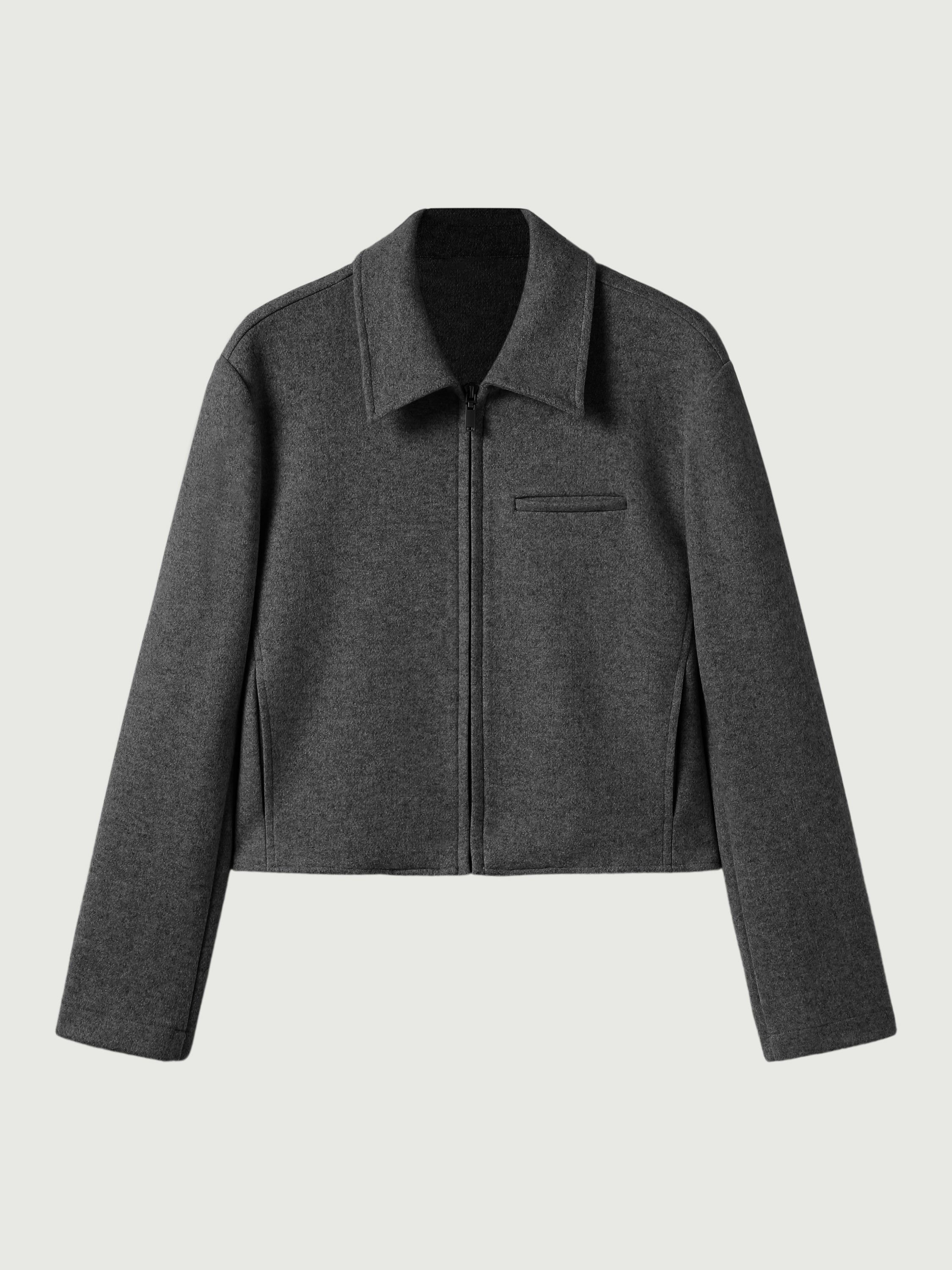 Veste courte à zip intégral façon cachemire Black Navy – Femmes > Vêtements d'extérieur > Vestes & Manteaux | FormaLuxe