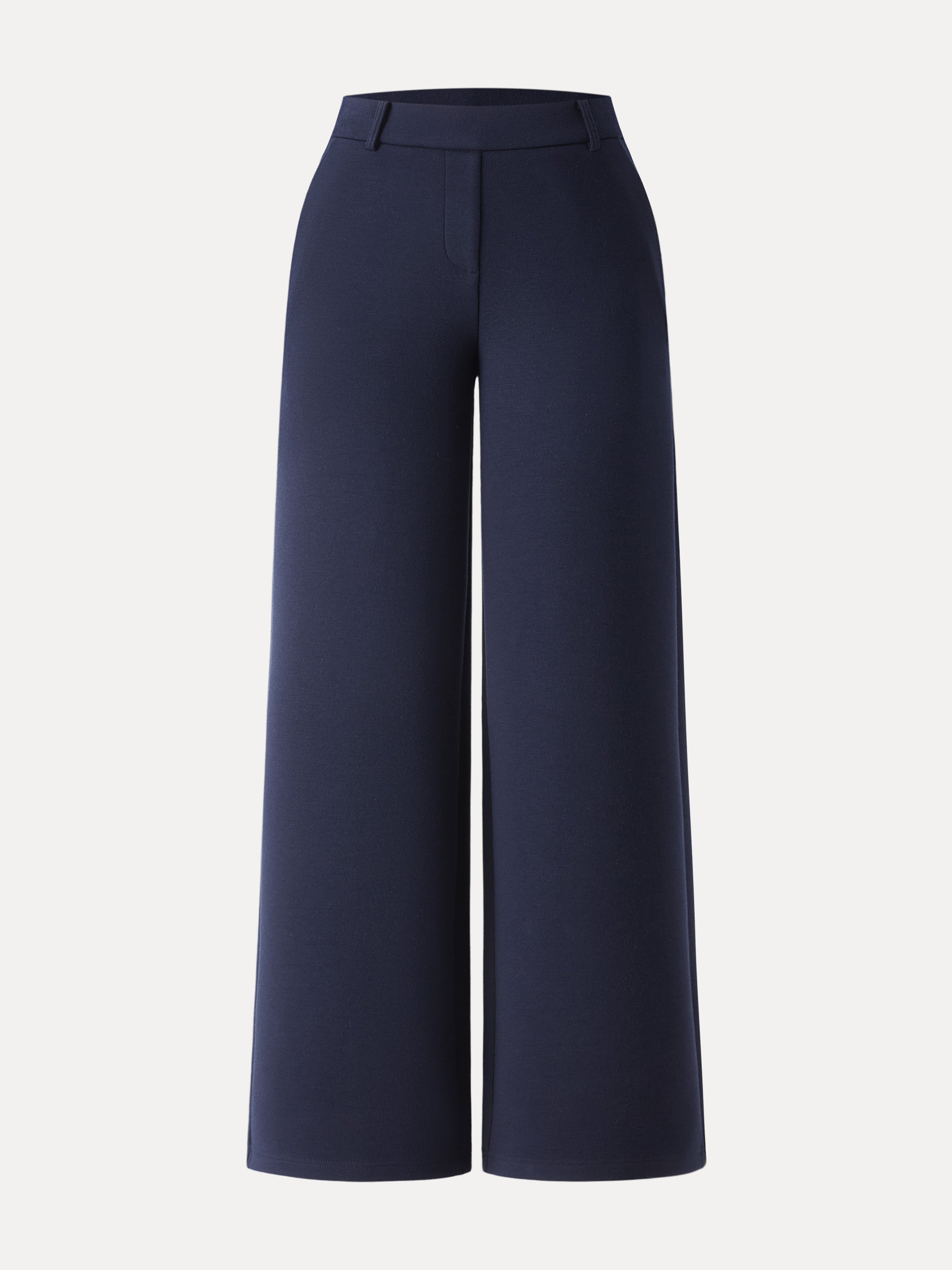 Stretchy Mid Rise Straight Leg Pull-on Pants with Pockets Universe Navy – Women > Bottoms > Pants | FormaLuxe