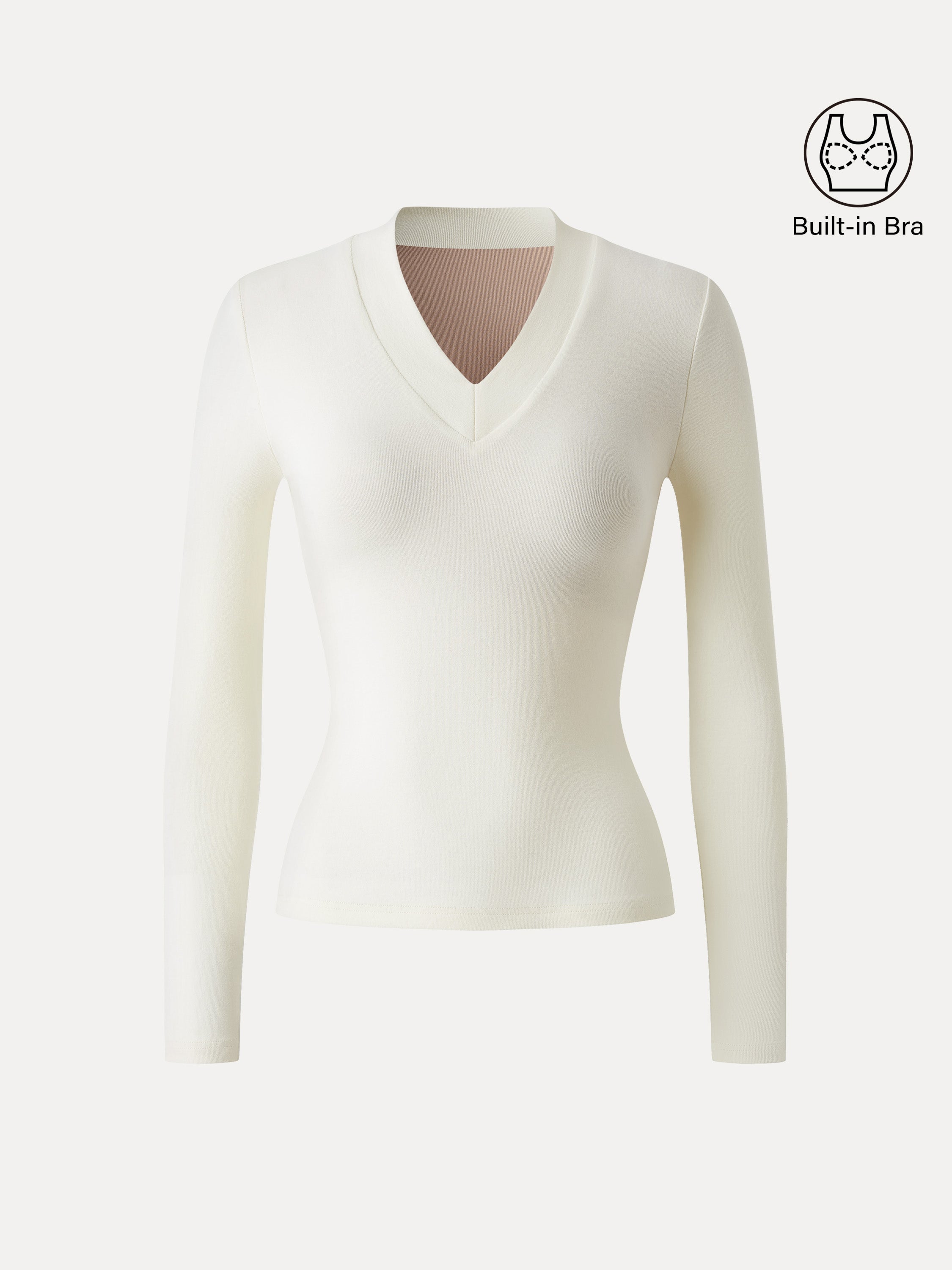 Essential V-neck Wide Binding Slimming Brami Top Off White – Women > Tops > Bra Tops | FormaLuxe