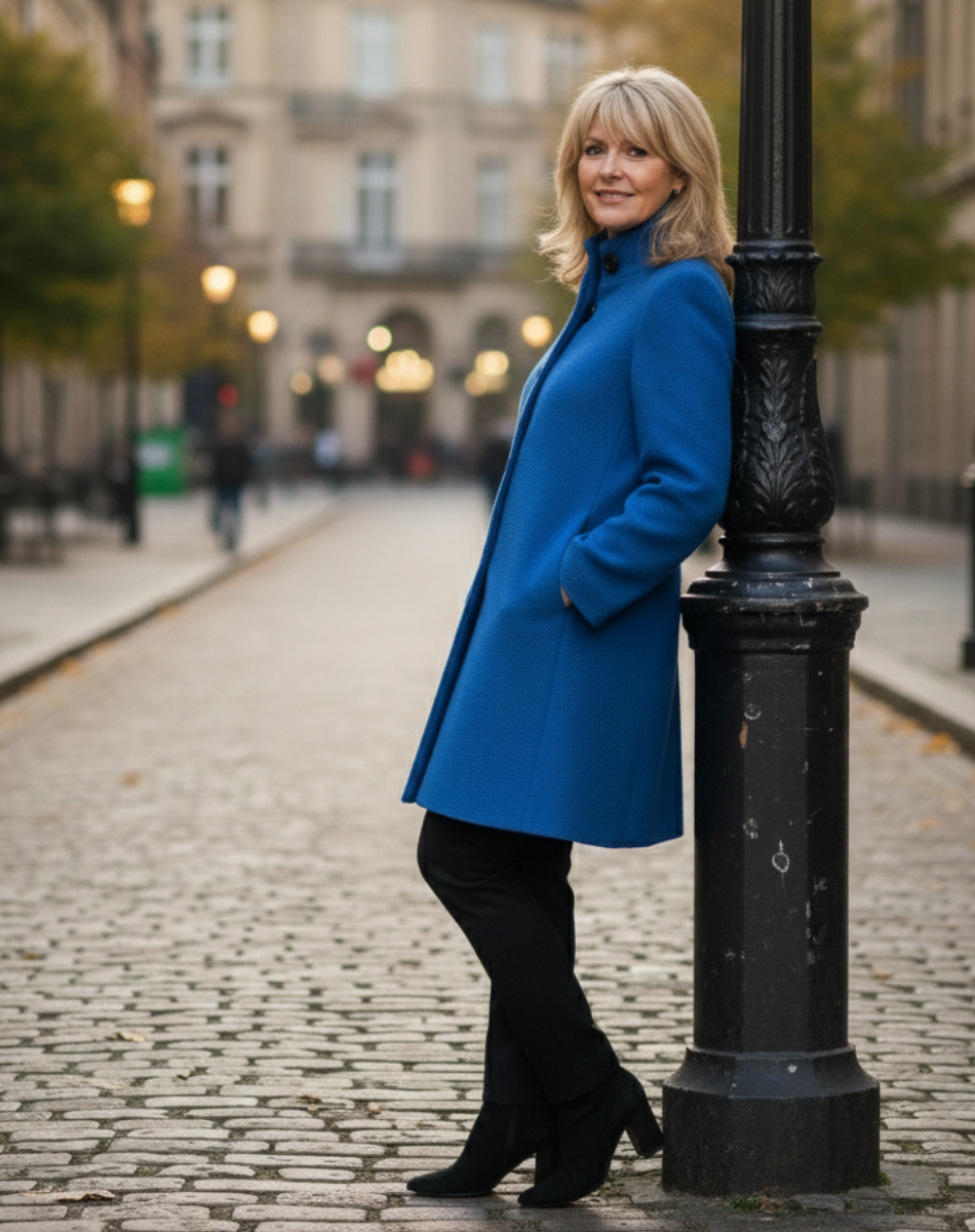 Harper Women’s Cold-Weather Blend Coat Blue (Almost sold out) | FormaLuxe