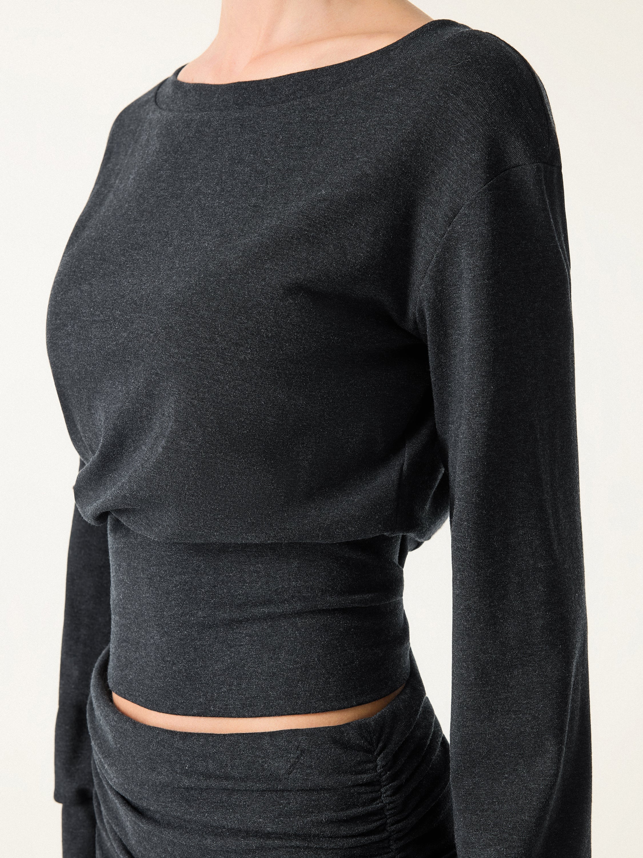 Non-Itchy Wool Blend Boatneck Brami Heather Black – Women > Tops > Bra Tops | FormaLuxe
