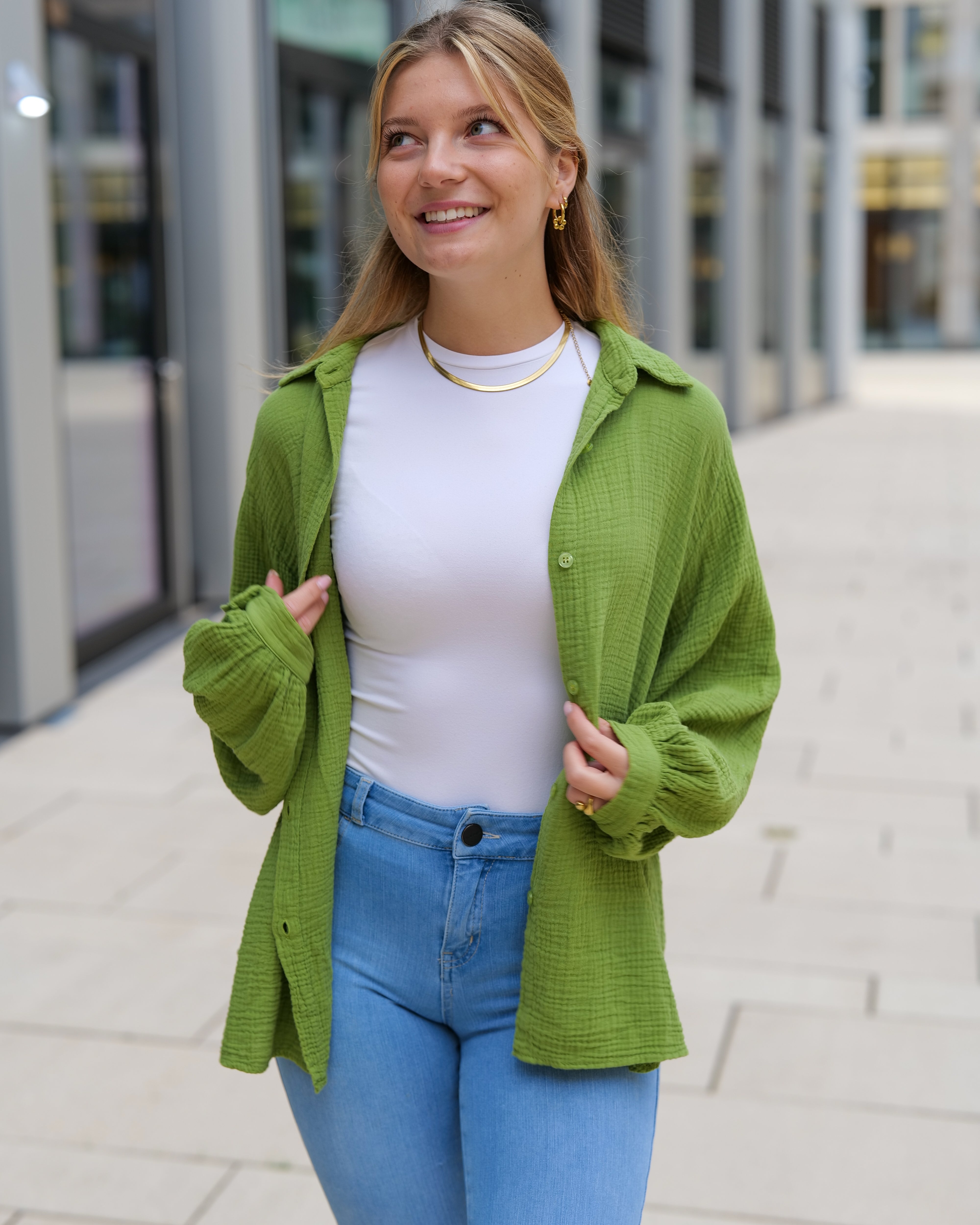 Musselin Bluse | Stella Weiß Rot – Oberteil | FormaLuxe