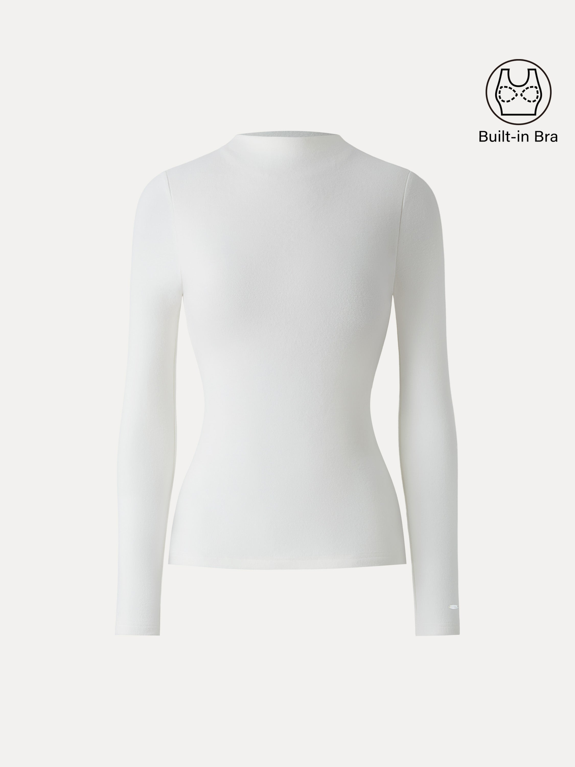 MaxWarm Brushed Mockneck Long Sleeve Brami White – Women > Tops > Bra Tops | FormaLuxe