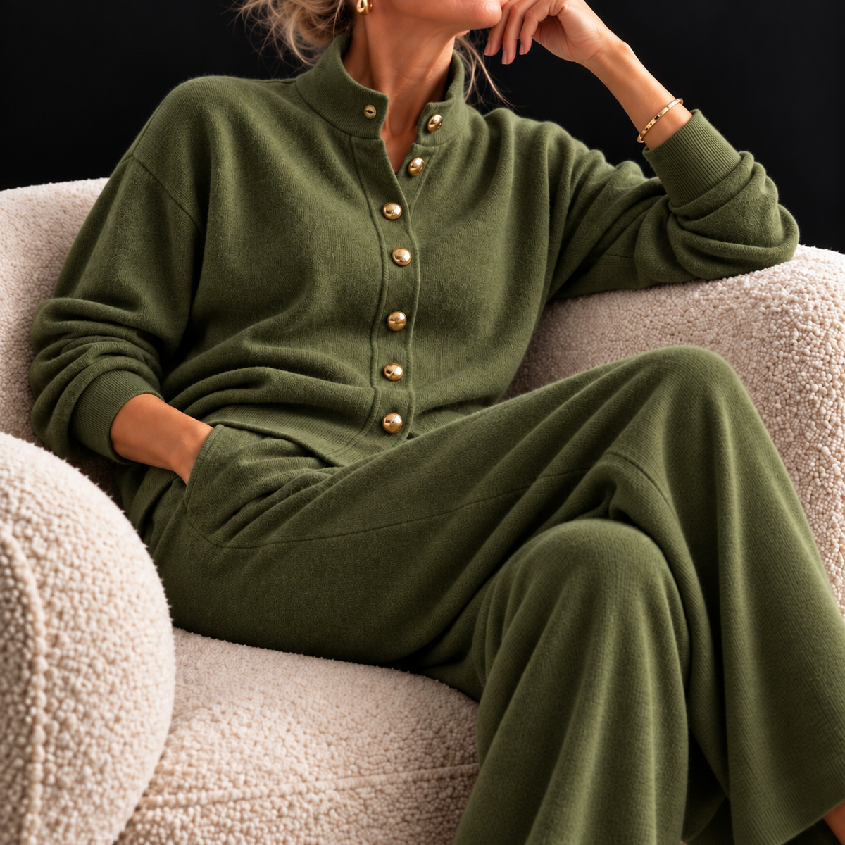 Strick-Set Damen Valerie in Olivgrün – FormaLuxe