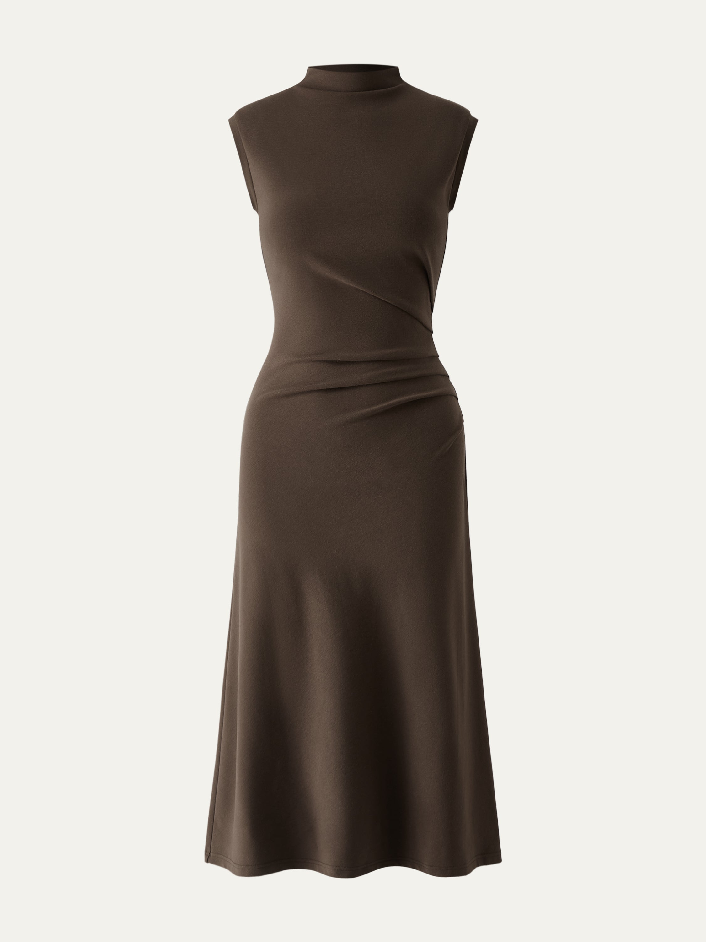 Mockneck Tucks Midi Dress Color – Women > Dresses > Midi Dresses | FormaLuxe