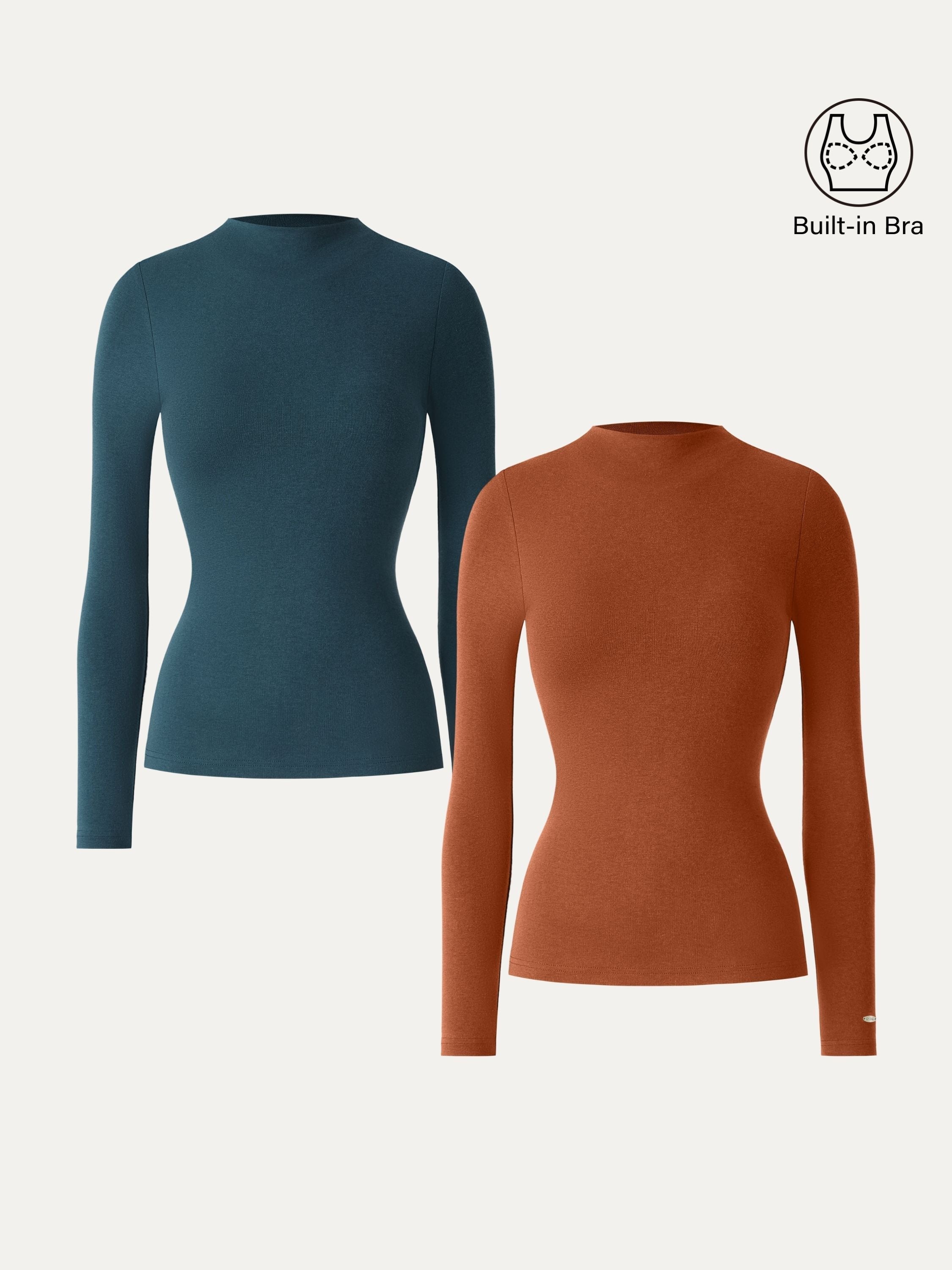 LiteWarm Mockneck Long Sleeve Brami Forest Night – Women > Tops > Bra Tops | FormaLuxe