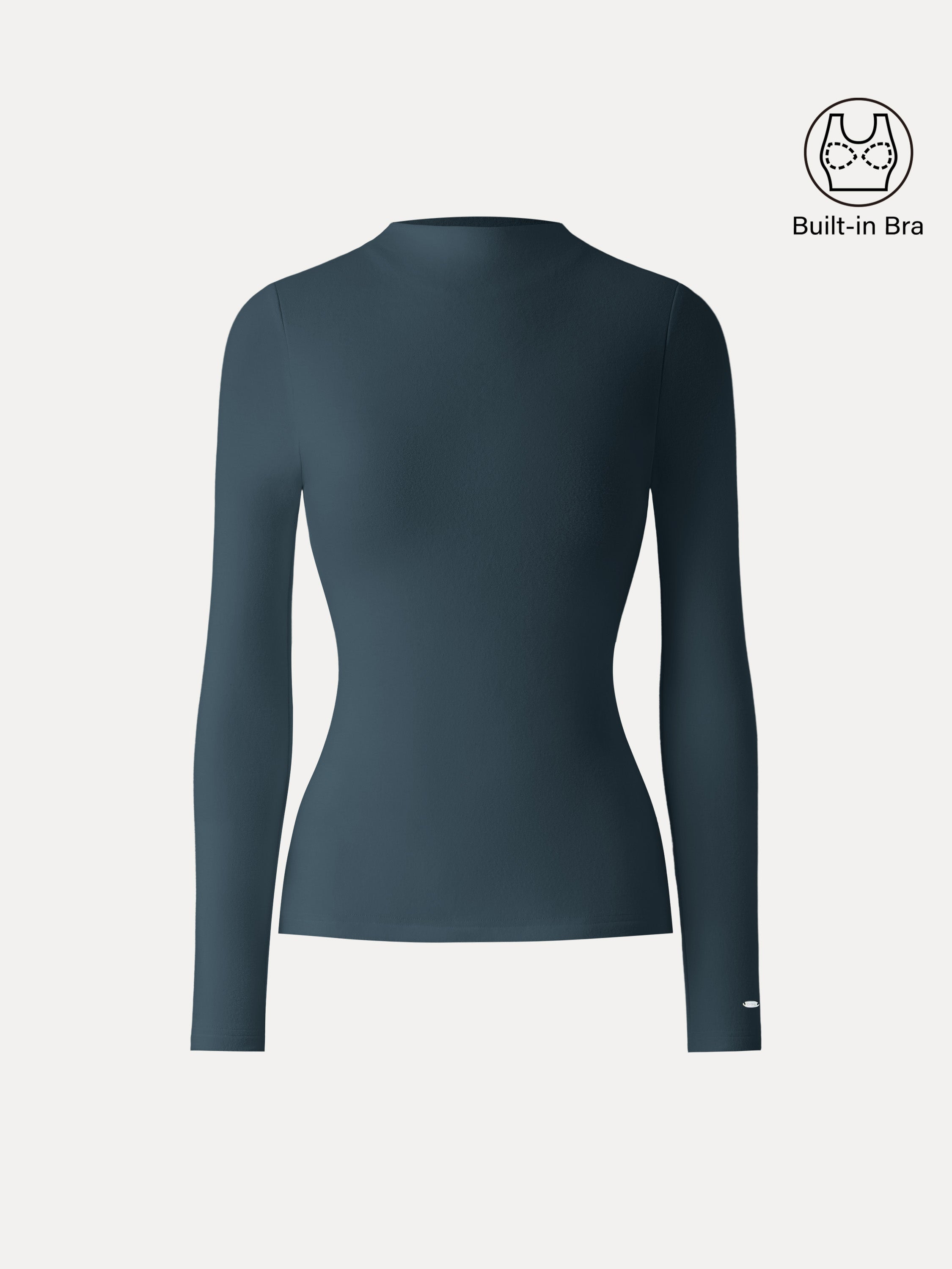 MaxWarm Brushed Mockneck Long Sleeve Brami White – Women > Tops > Bra Tops | FormaLuxe
