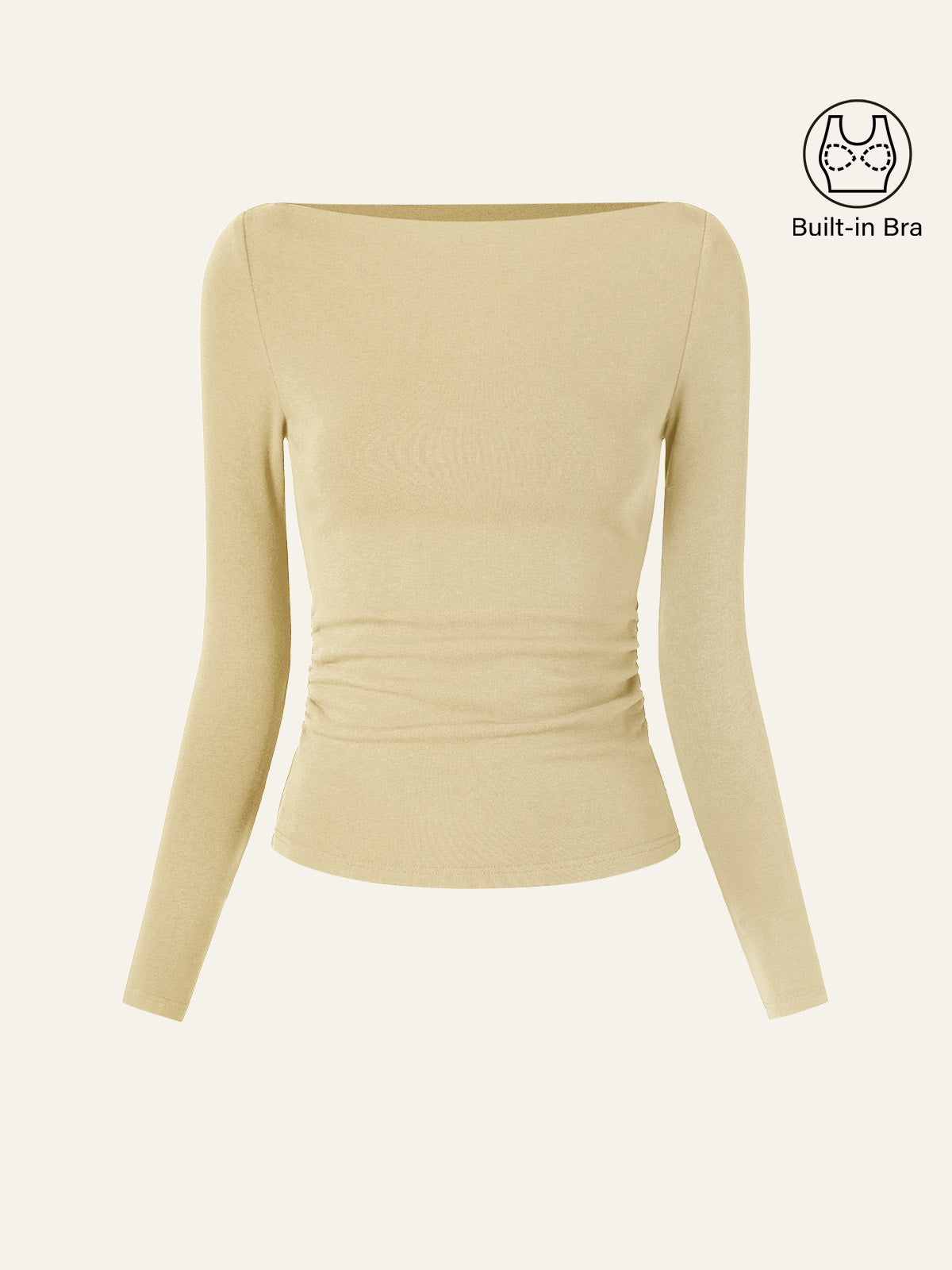Modern Side Ruched Boatneck Brami Top Sea Glass – Women > Tops > Bra Tops | FormaLuxe