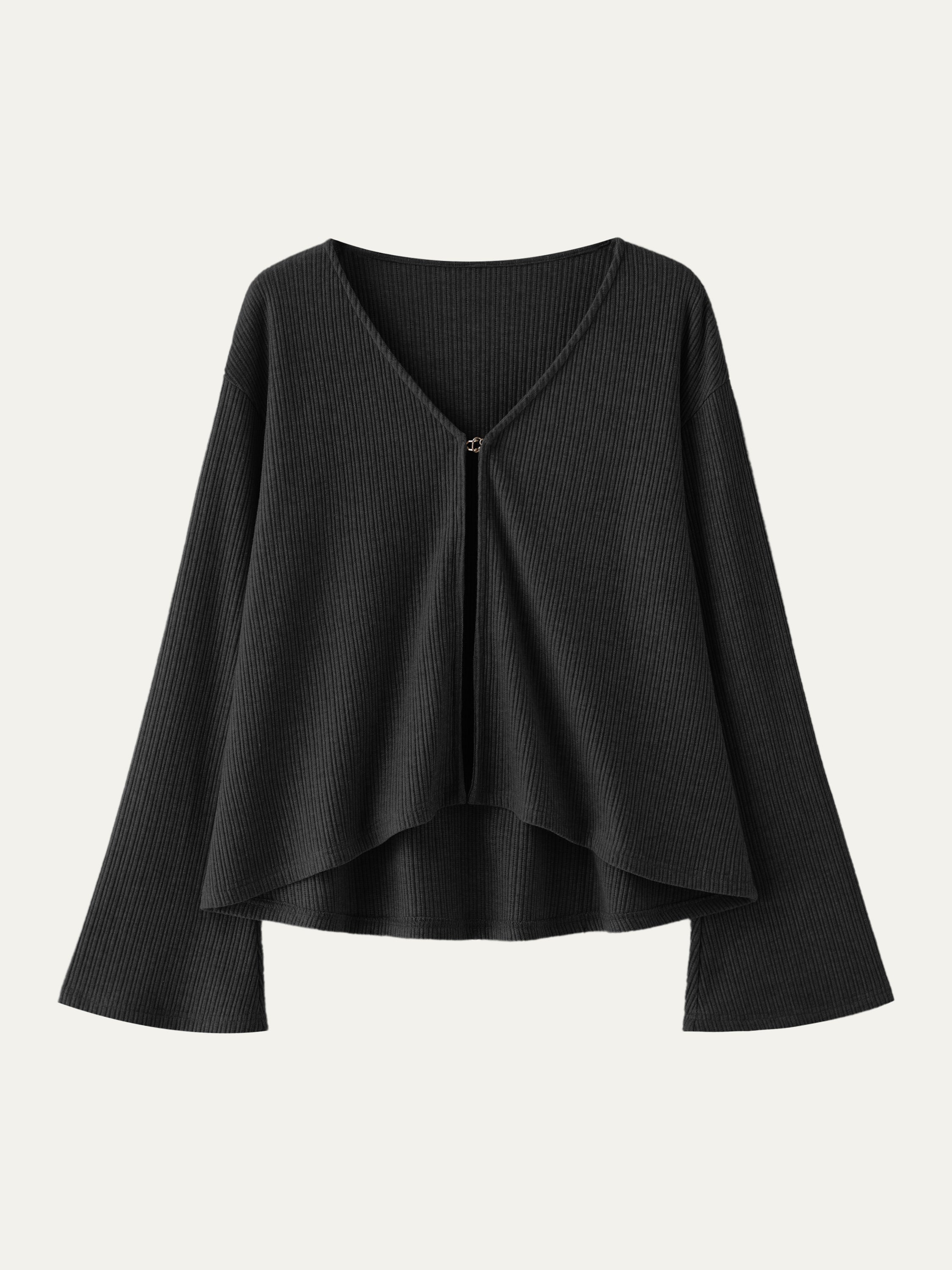 V Neck Flare Long Sleeve Cardigan Heather Mist – Women > Tops > Shirts&Tops | FormaLuxe